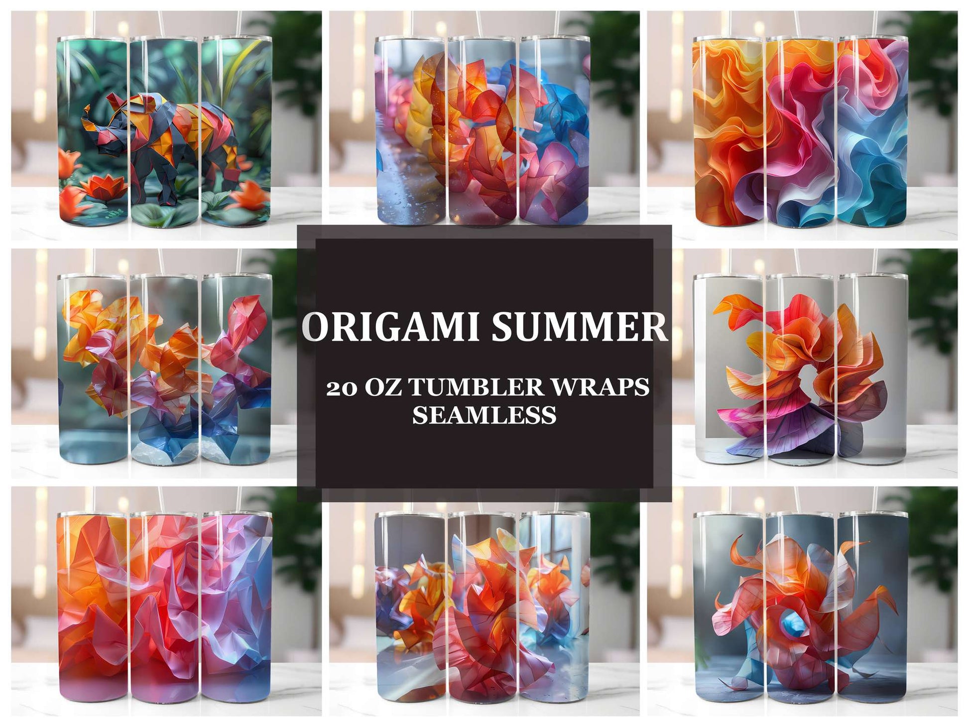 Origami Summer 1 Tumbler Wrap - CraftNest - Digital Crafting and Art