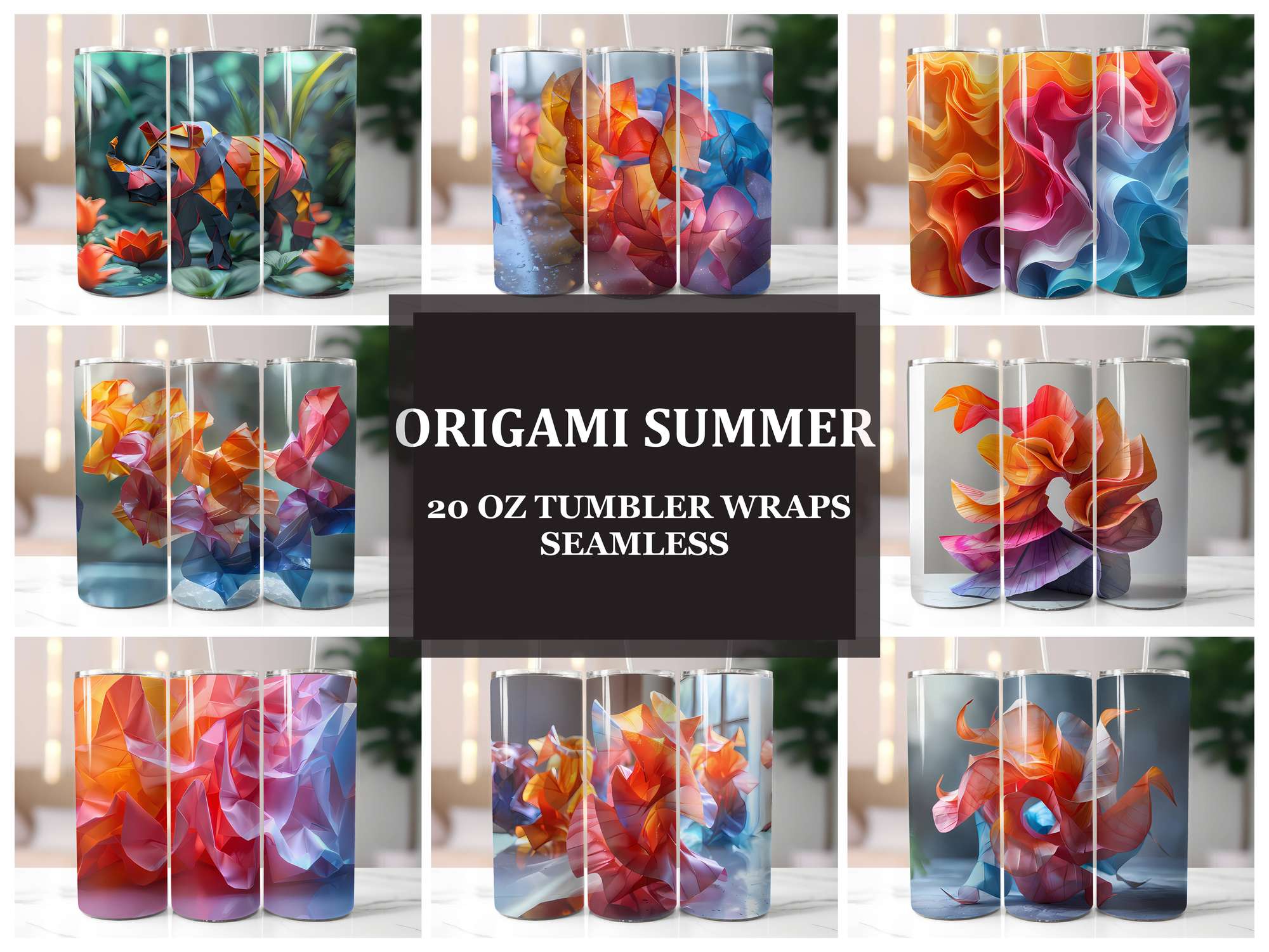 Origami Summer 1 Tumbler Wrap - CraftNest - Digital Crafting and Art