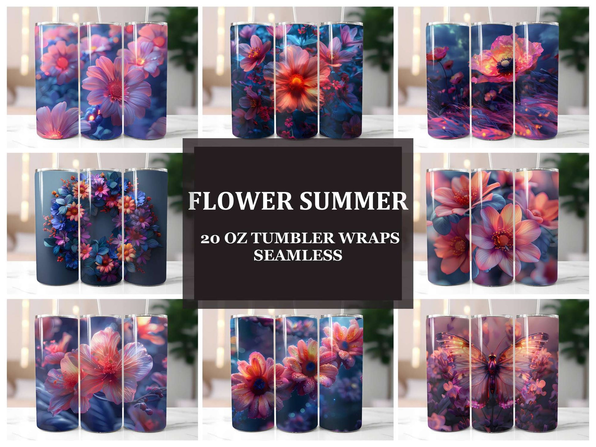 Flower Summer 2 Tumbler Wrap - CraftNest - Digital Crafting and Art