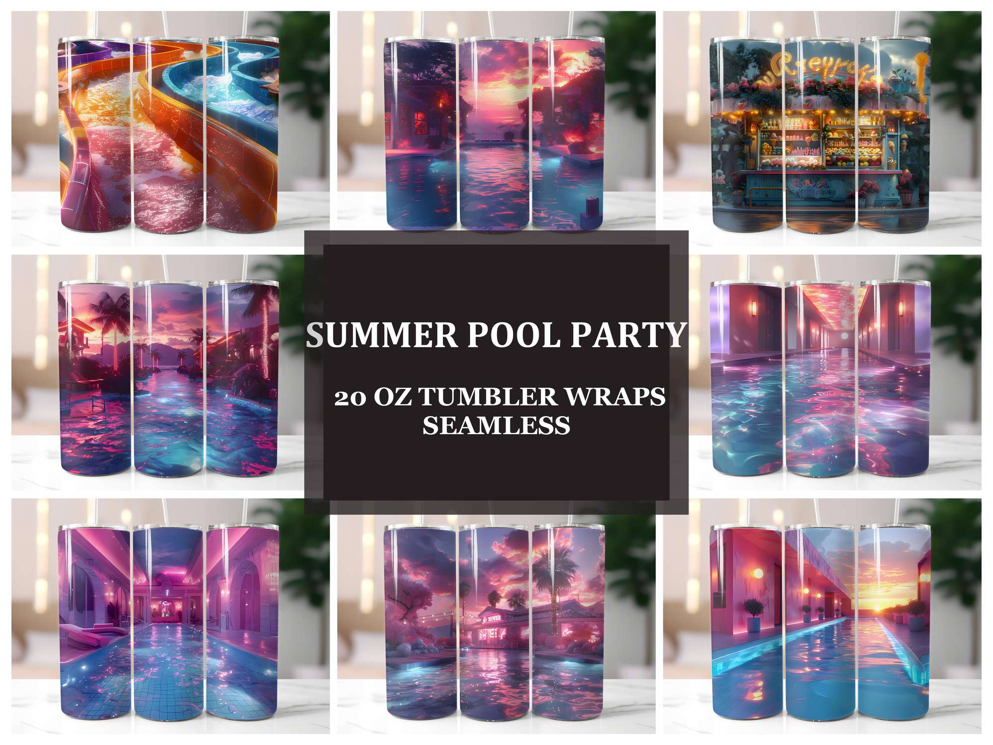 Summer Pool Party 1 Tumbler Wrap - CraftNest - Digital Crafting and Art