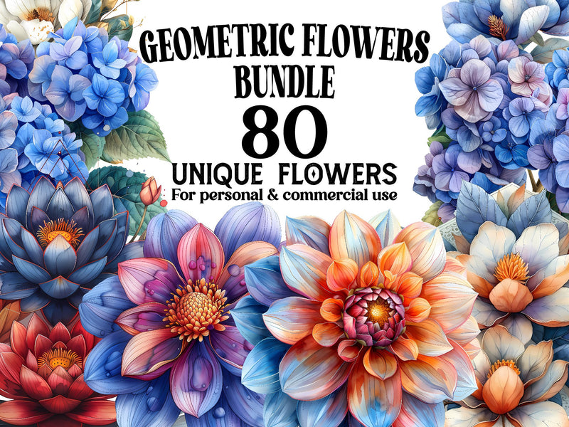 Geometric Flowers Clipart - CraftNest - Digital Crafting and Art