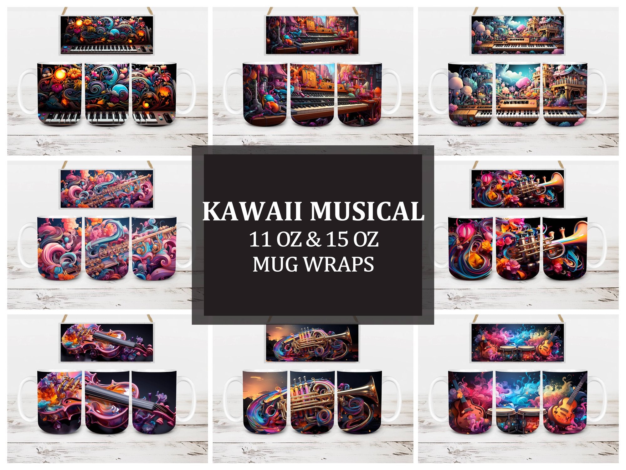 Kawaii Musical 1 Mug Wrap - CraftNest