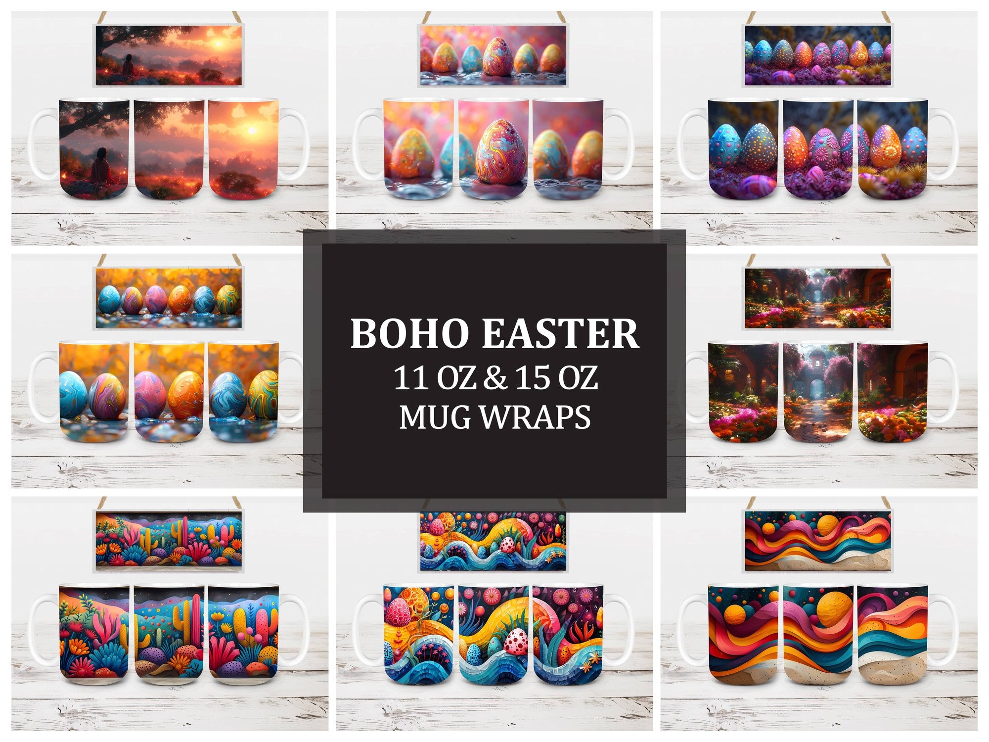 Boho Easter 3 Mug Wrap - CraftNest