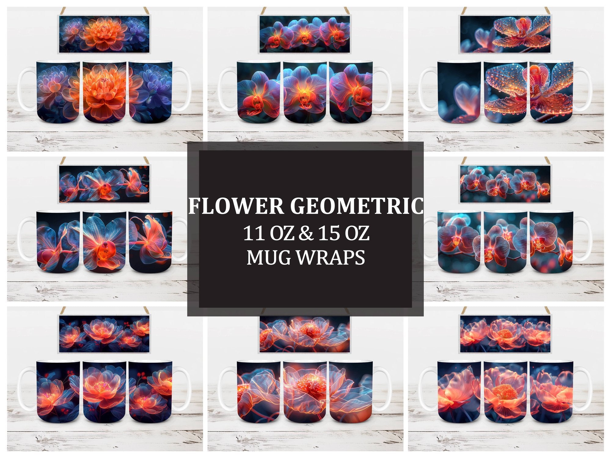 Flower Geometric 6 Mug Wrap - CraftNest