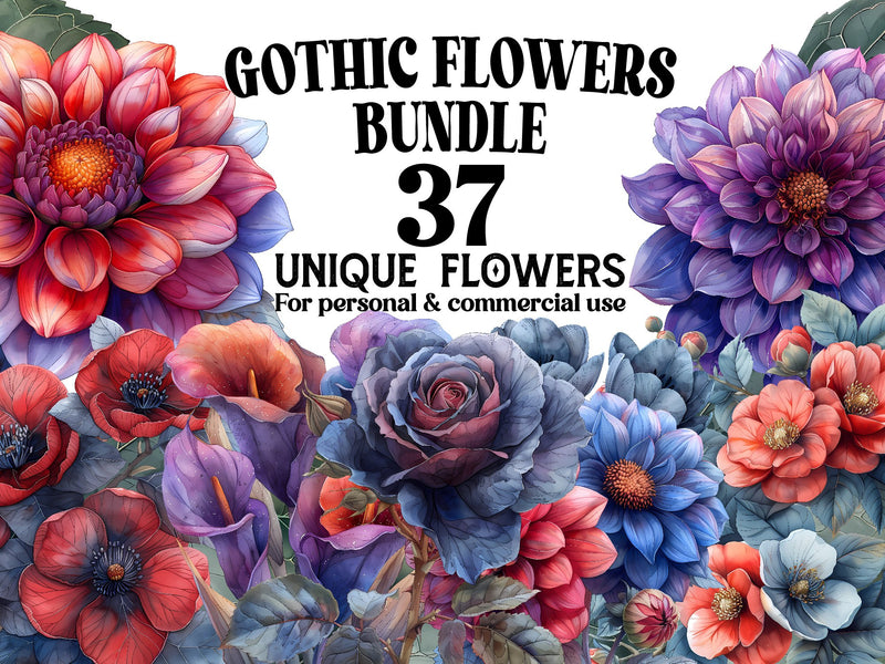 Gothic Flowers Clipart - CraftNest - Digital Crafting and Art