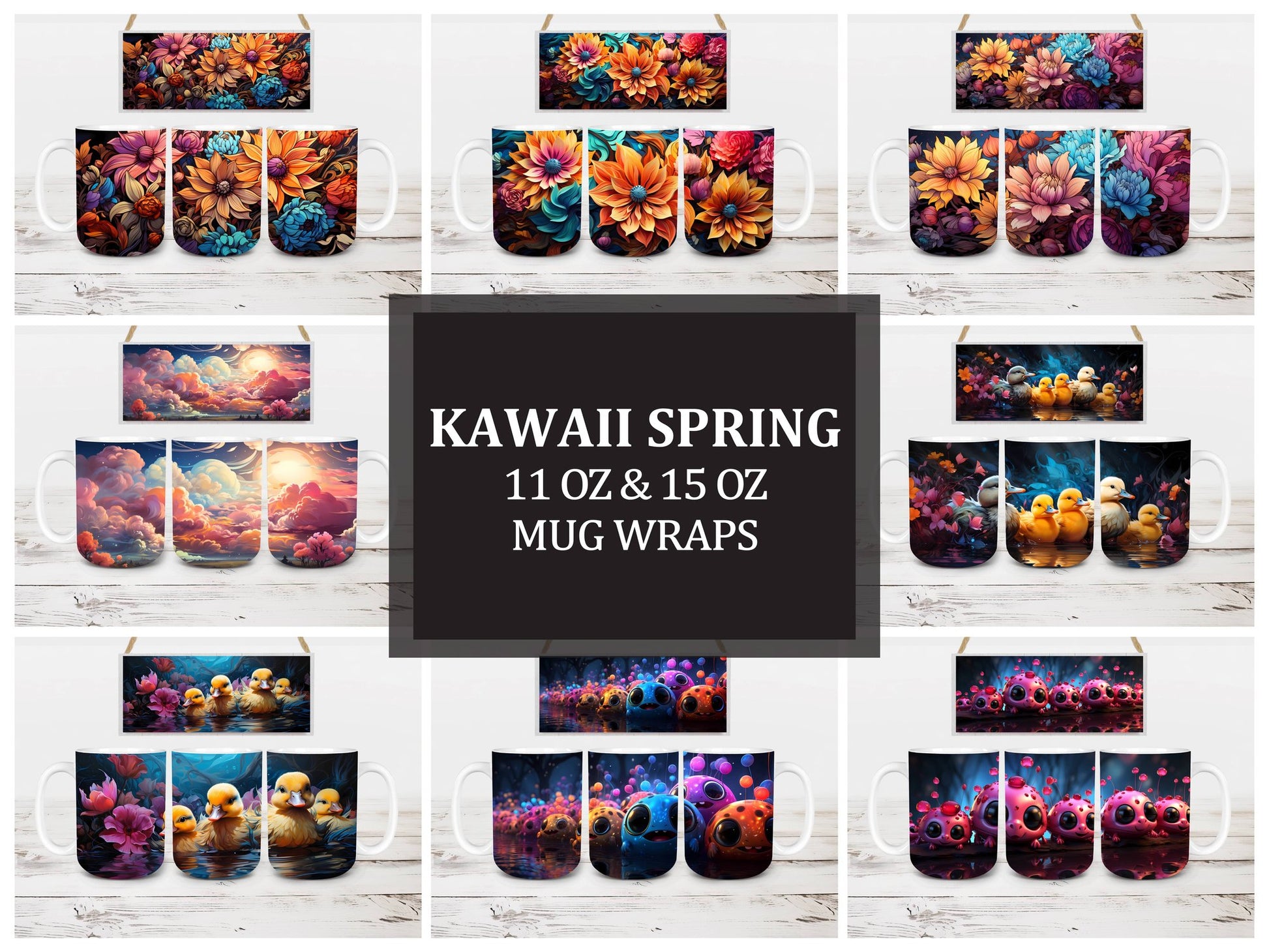 Kawaii Spring 2 Mug Wrap - CraftNest