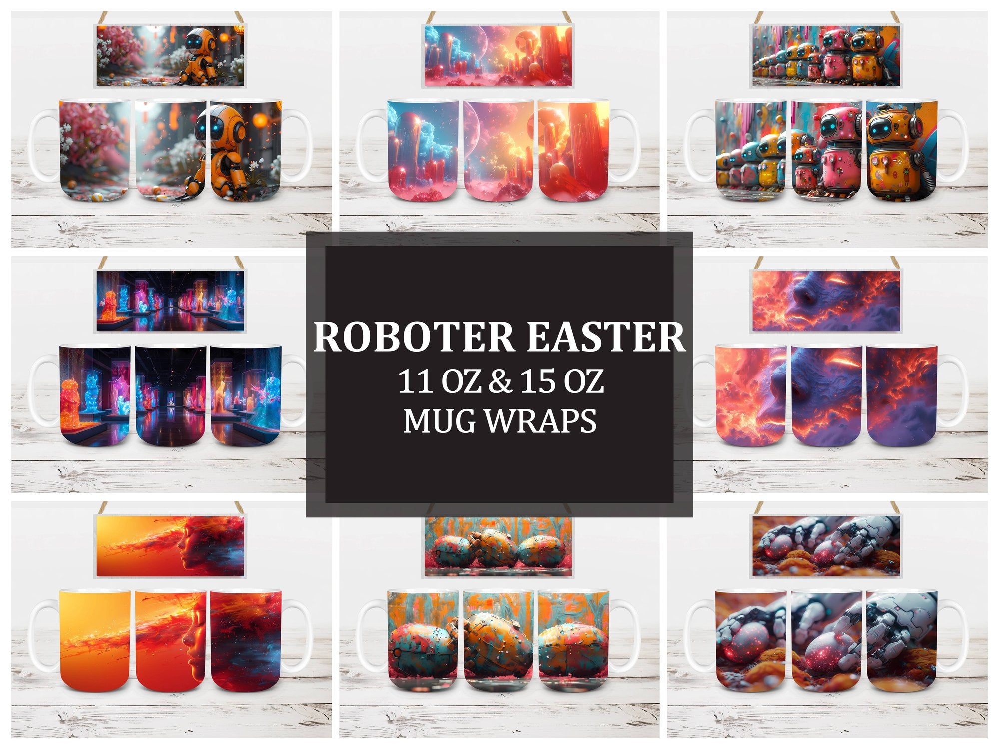 Roboter Easter 6 Mug Wrap - CraftNest