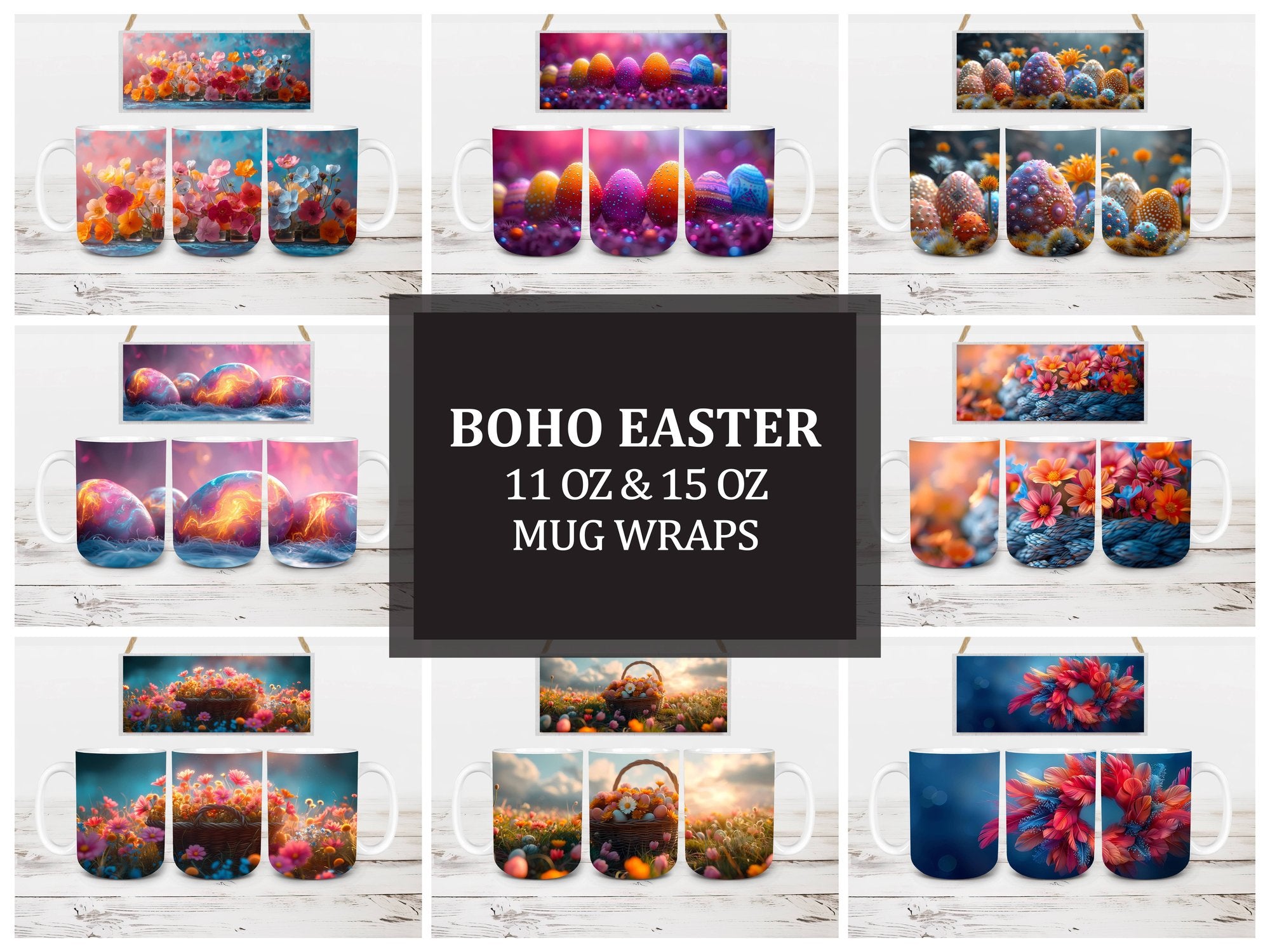 Boho Easter 4 Mug Wrap - CraftNest
