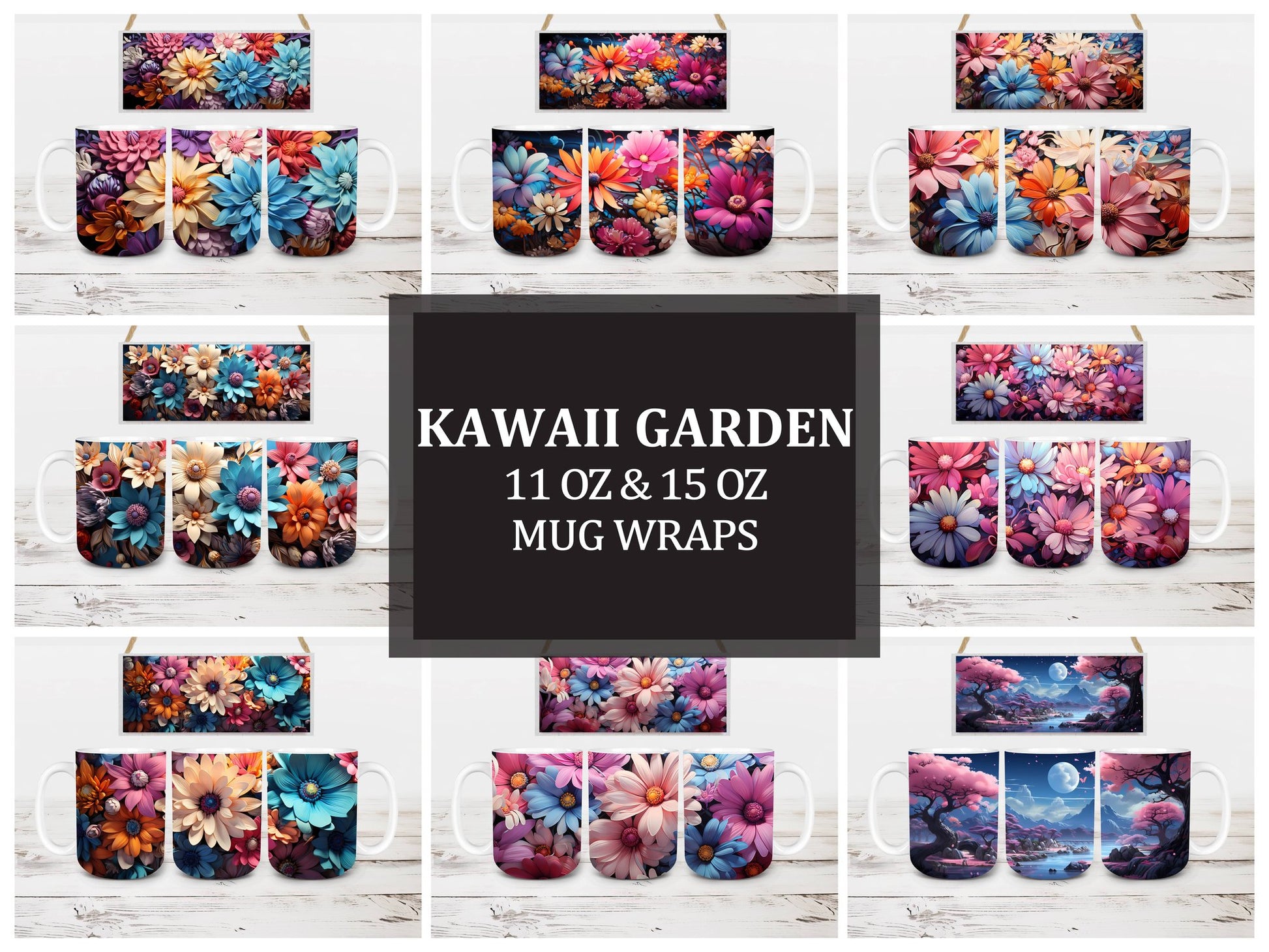 Kawaii Garden 3 Mug Wrap - CraftNest