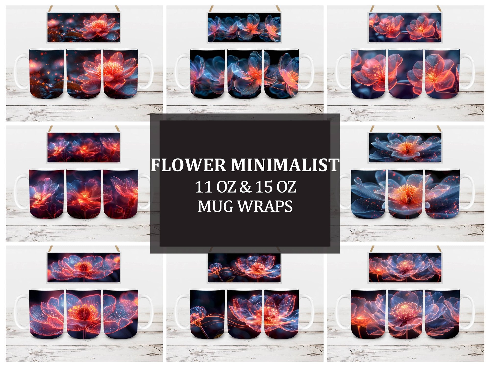 Flower Minimalist 4 Mug Wrap - CraftNest