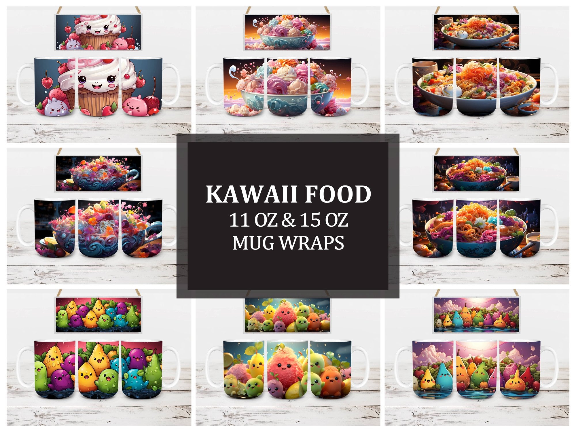 Kawaii Food 2 Mug Wrap - CraftNest