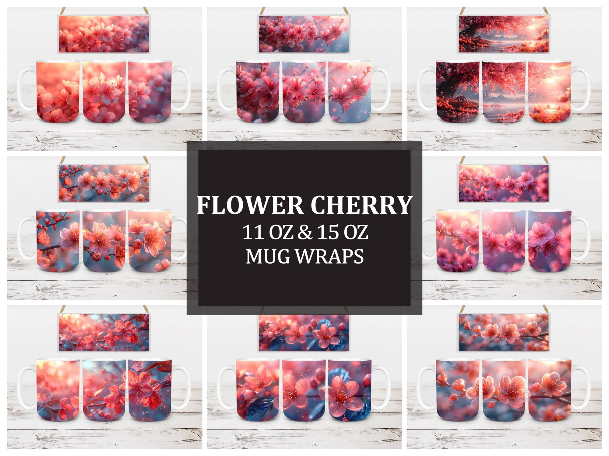 Flower Cherry 6 Mug Wrap - CraftNest