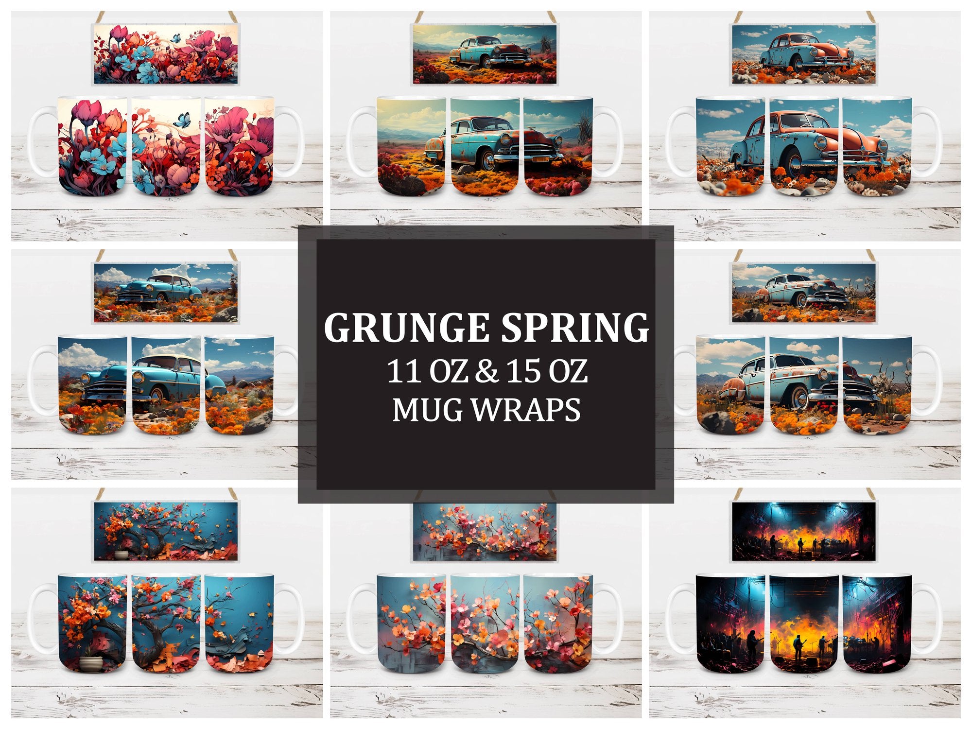 Grunge Spring 7 Mug Wrap - CraftNest