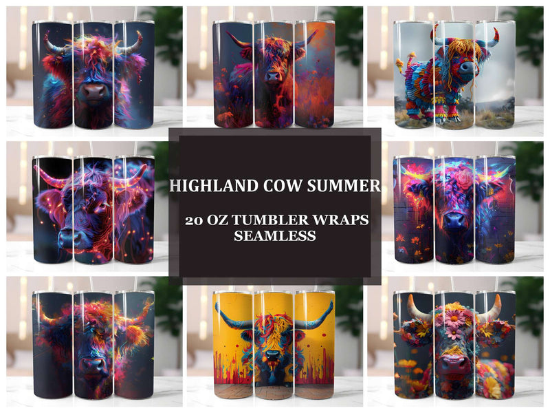 Highland Cow Summer 5 Tumbler Wrap - CraftNest - Digital Crafting and Art