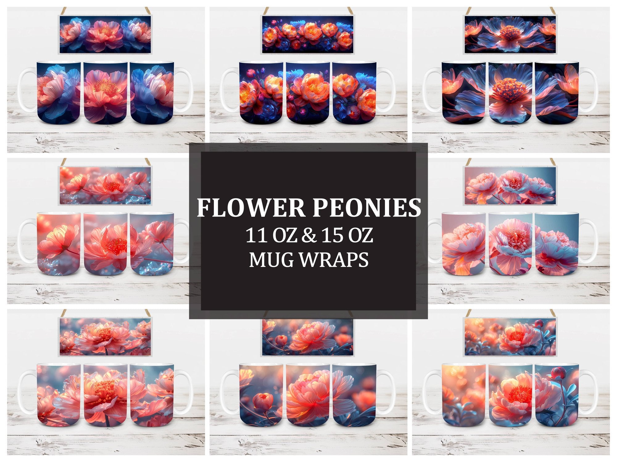 Flower Peonies 1 Mug Wrap - CraftNest