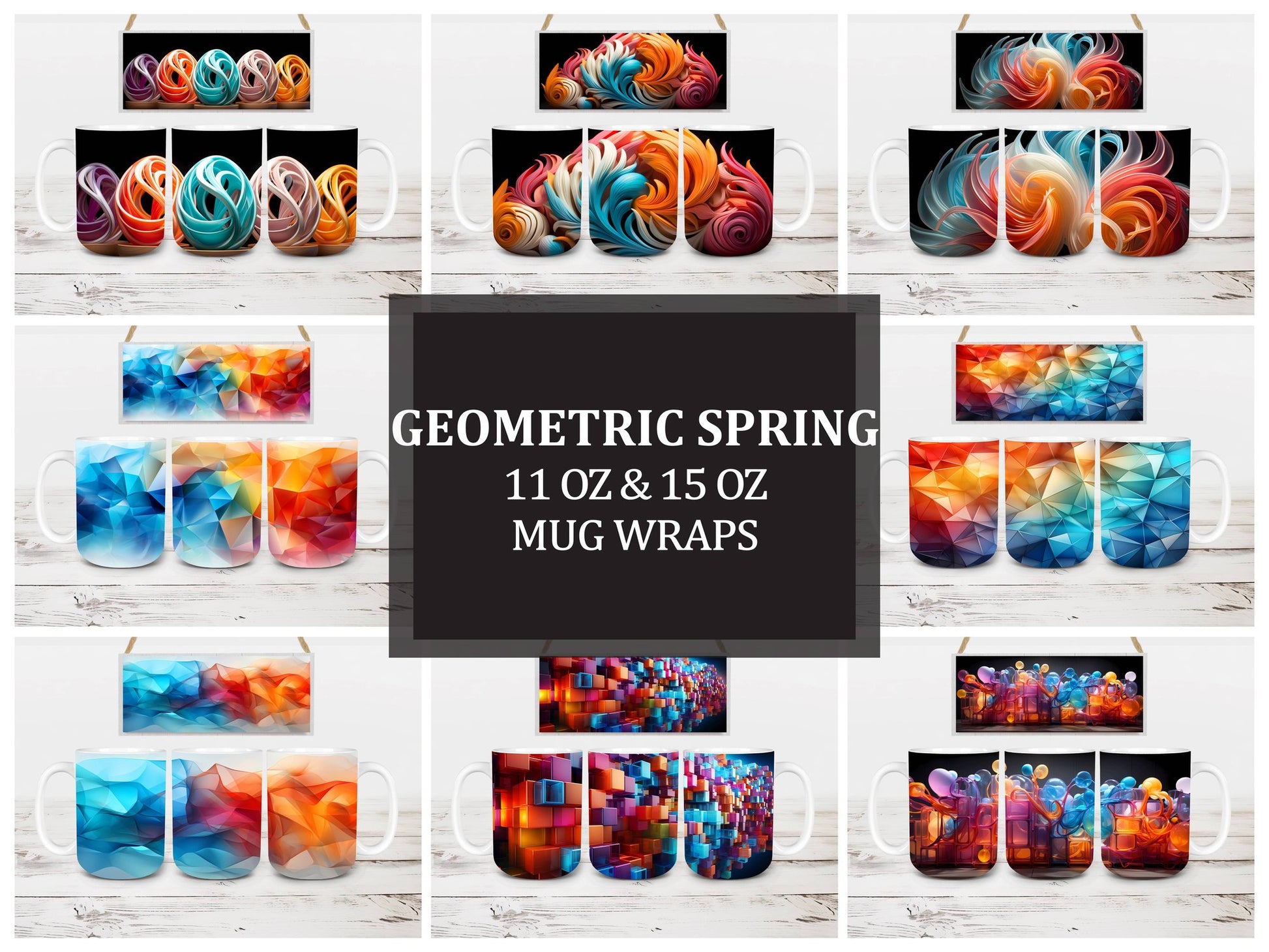 Geometric Spring 1 Mug Wrap - CraftNest