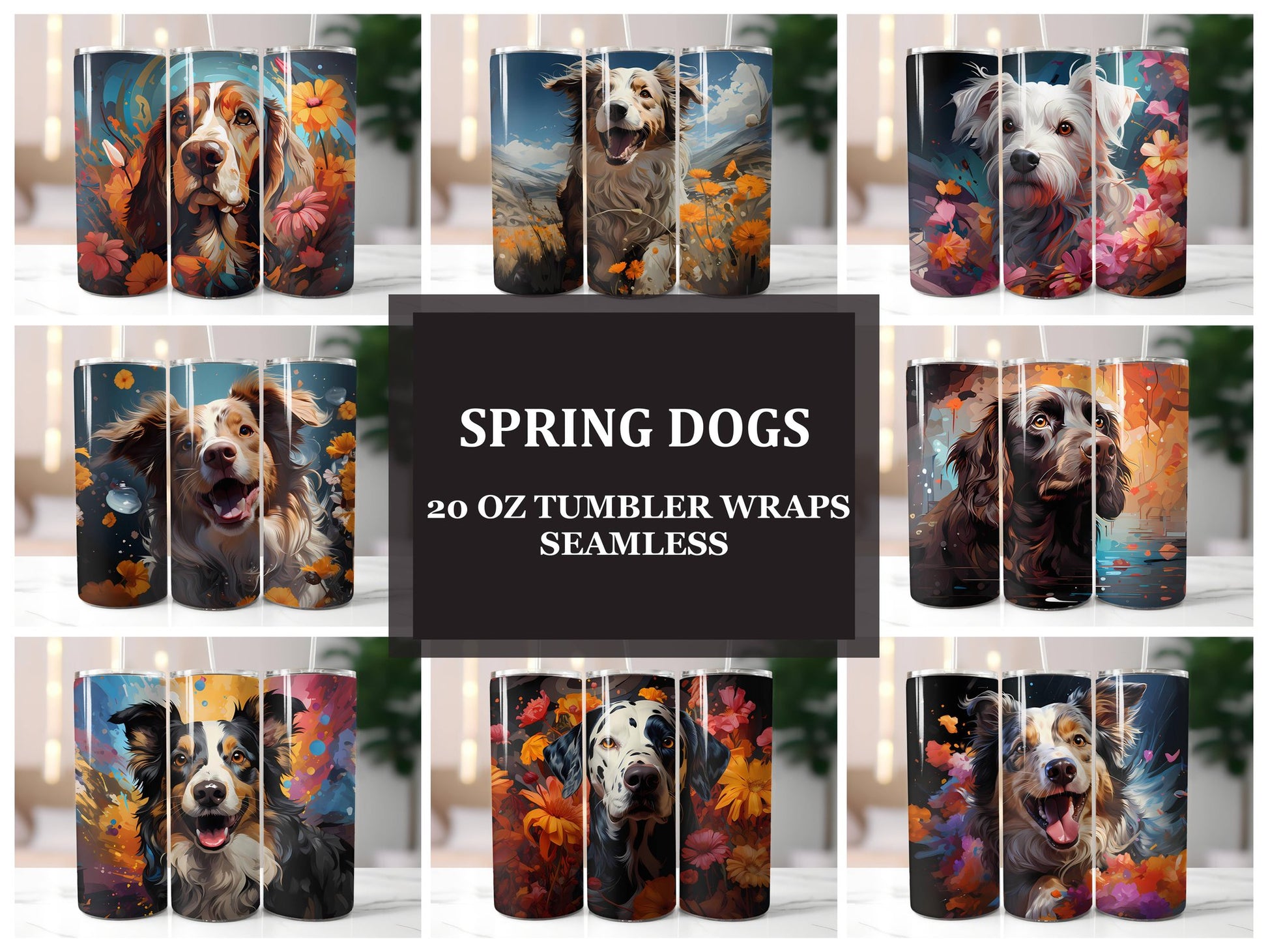 Spring Dogs 4 Tumbler Wrap - CraftNest