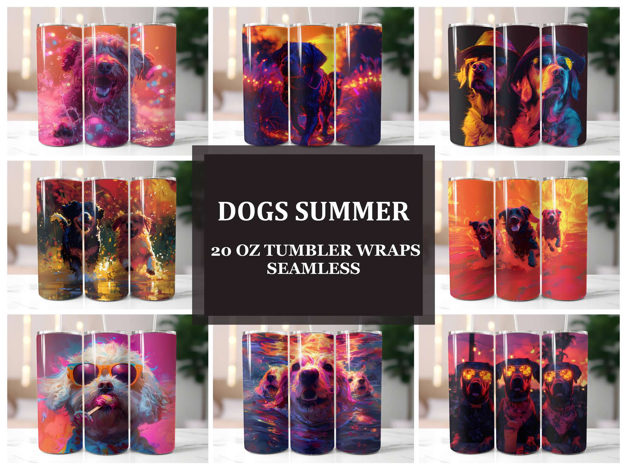 Dogs Summer 3 Tumbler Wrap - CraftNest - Digital Crafting and Art