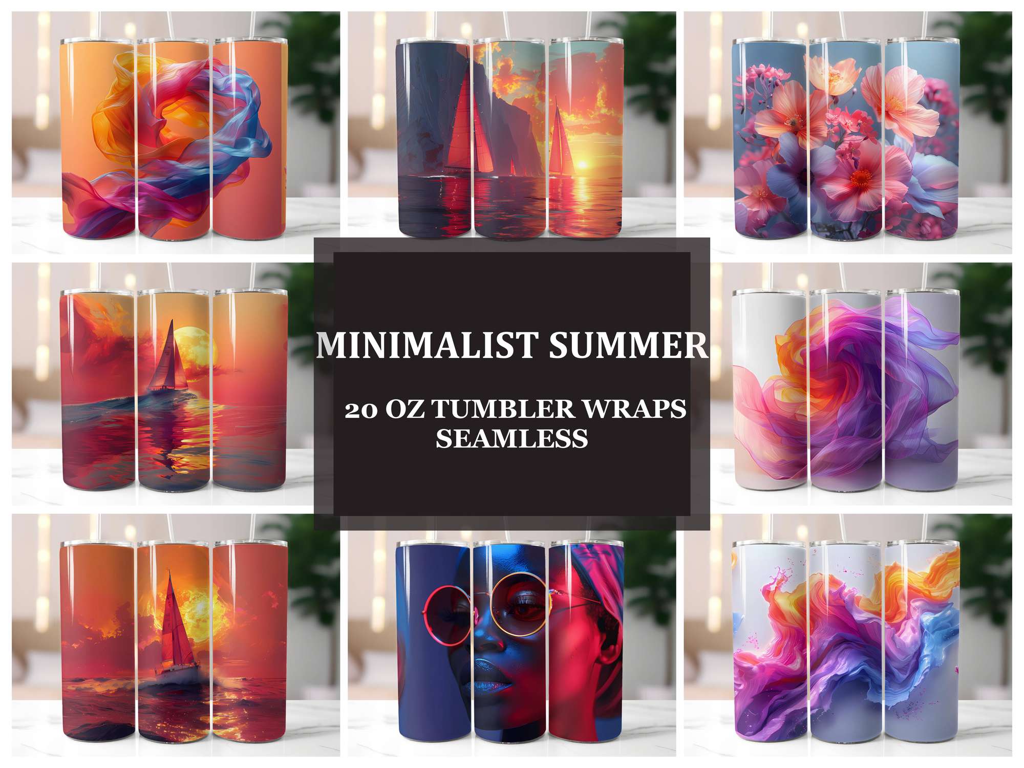 Minimalist Summer 2 Tumbler Wrap - CraftNest - Digital Crafting and Art