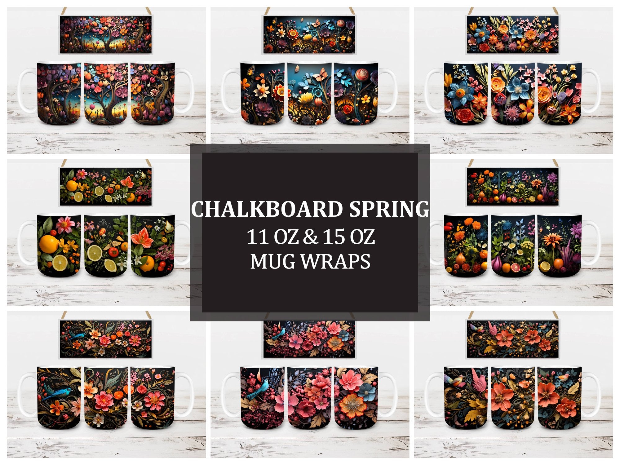 Chalkboard Spring 6 Mug Wrap - CraftNest