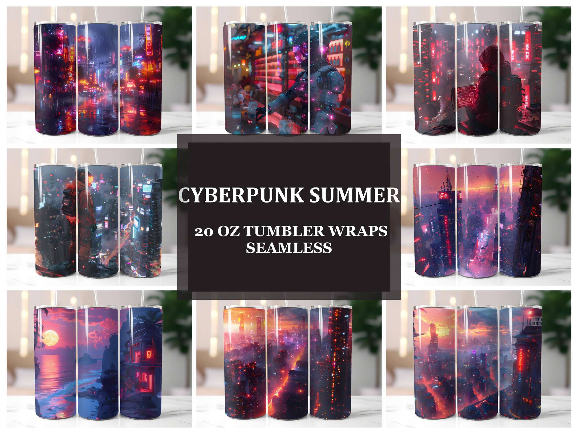 Cyberpunk Summer 1 Tumbler Wrap - CraftNest - Digital Crafting and Art