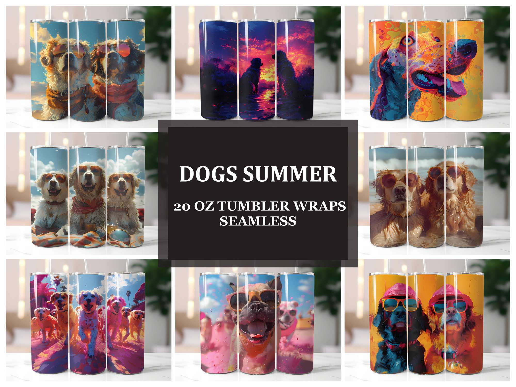 Dogs Summer 2 Tumbler Wrap - CraftNest - Digital Crafting and Art