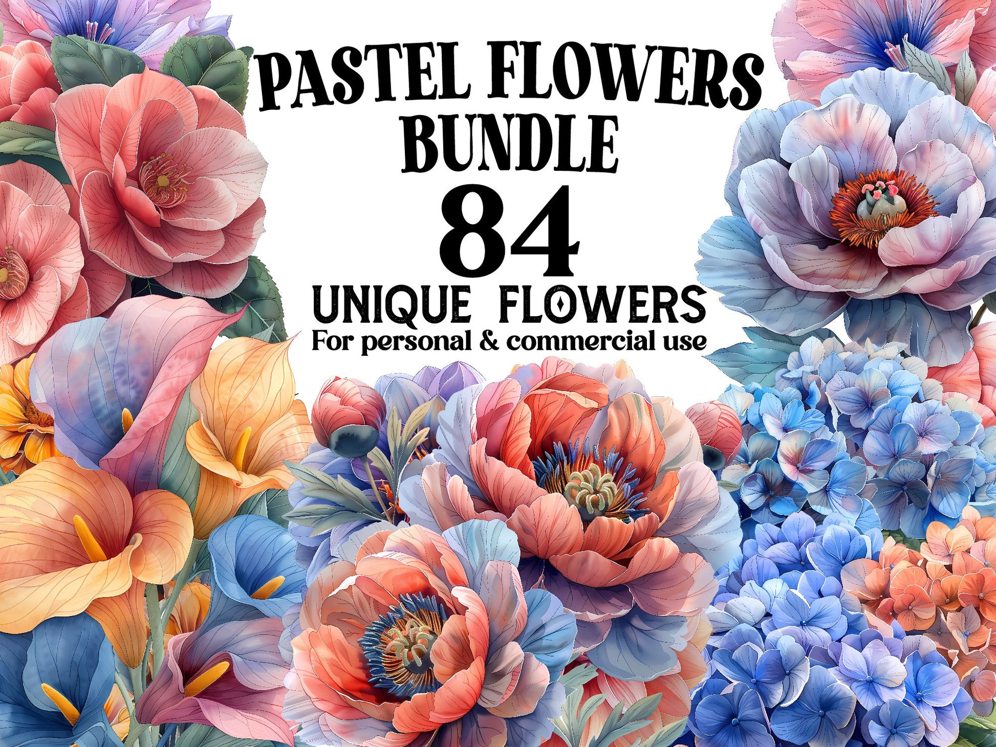 Pastel Flowers Clipart - CraftNest - Digital Crafting and Art