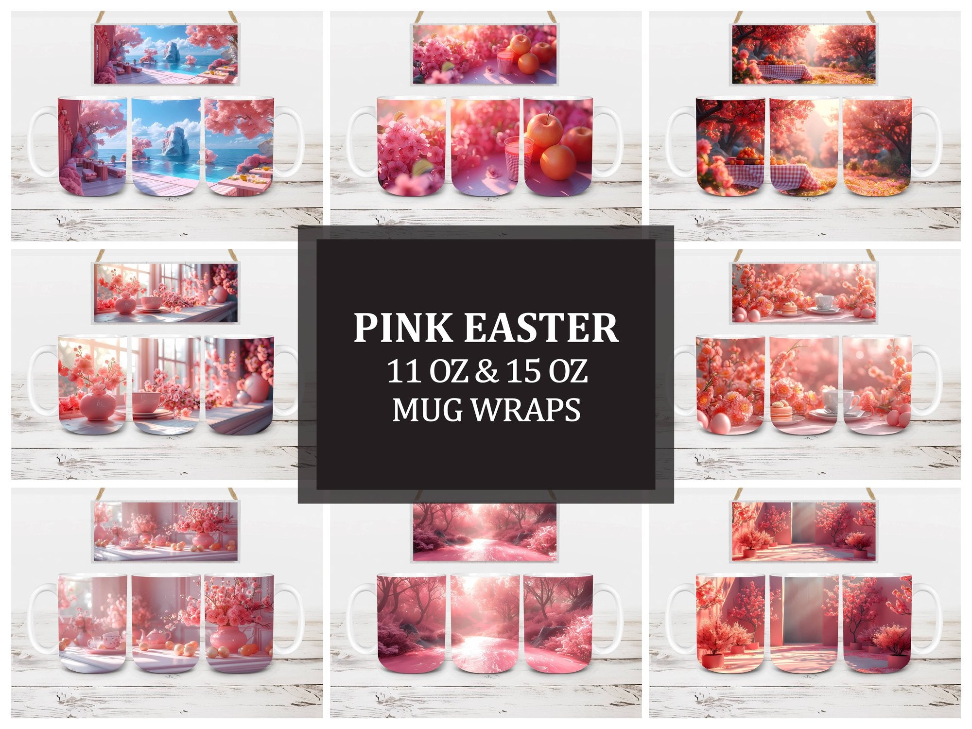 Pink Easter 6 Mug Wrap - CraftNest