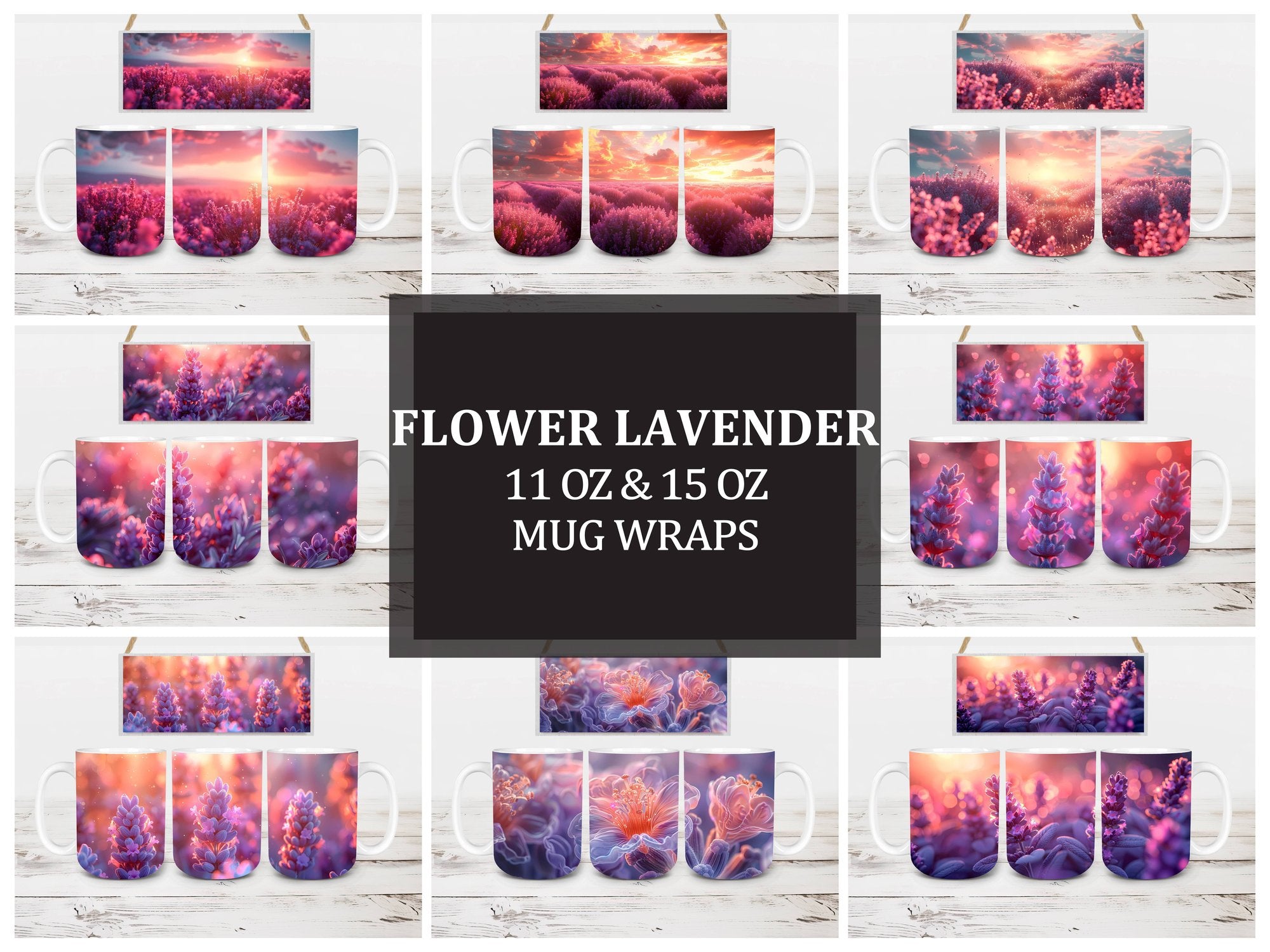 Flower Lavender 3 Mug Wrap - CraftNest