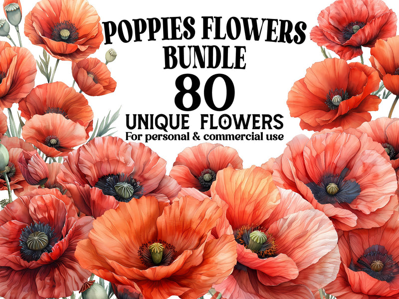 Poppies Flowers Clipart - CraftNest - Digital Crafting and Art