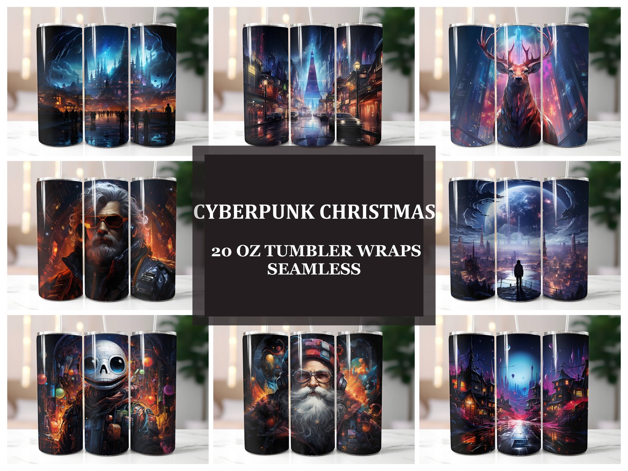 Cyberpunk Christmas Tumbler Wrap - CraftNest