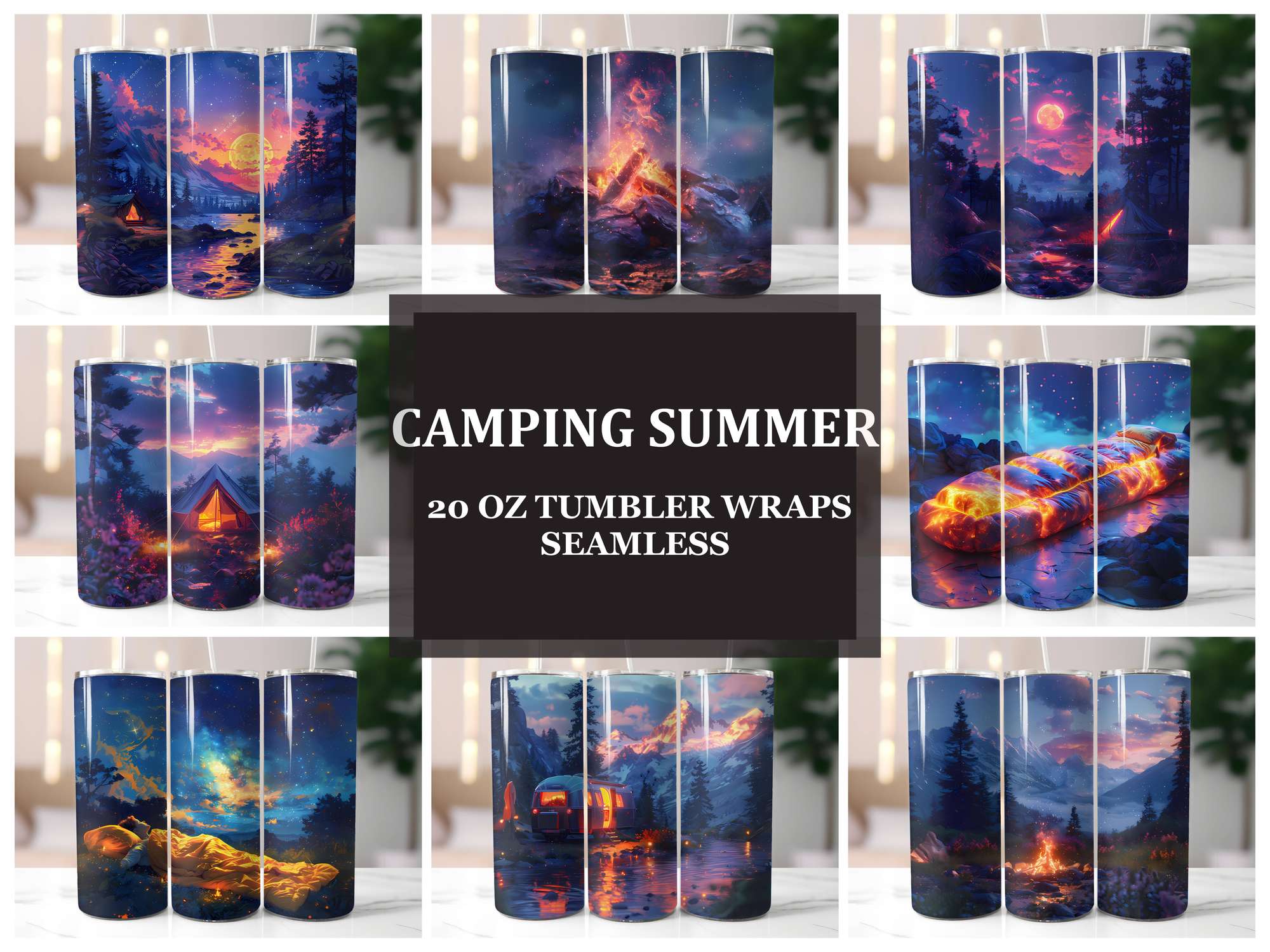 Camping Summer 1 Tumbler Wrap - CraftNest - Digital Crafting and Art