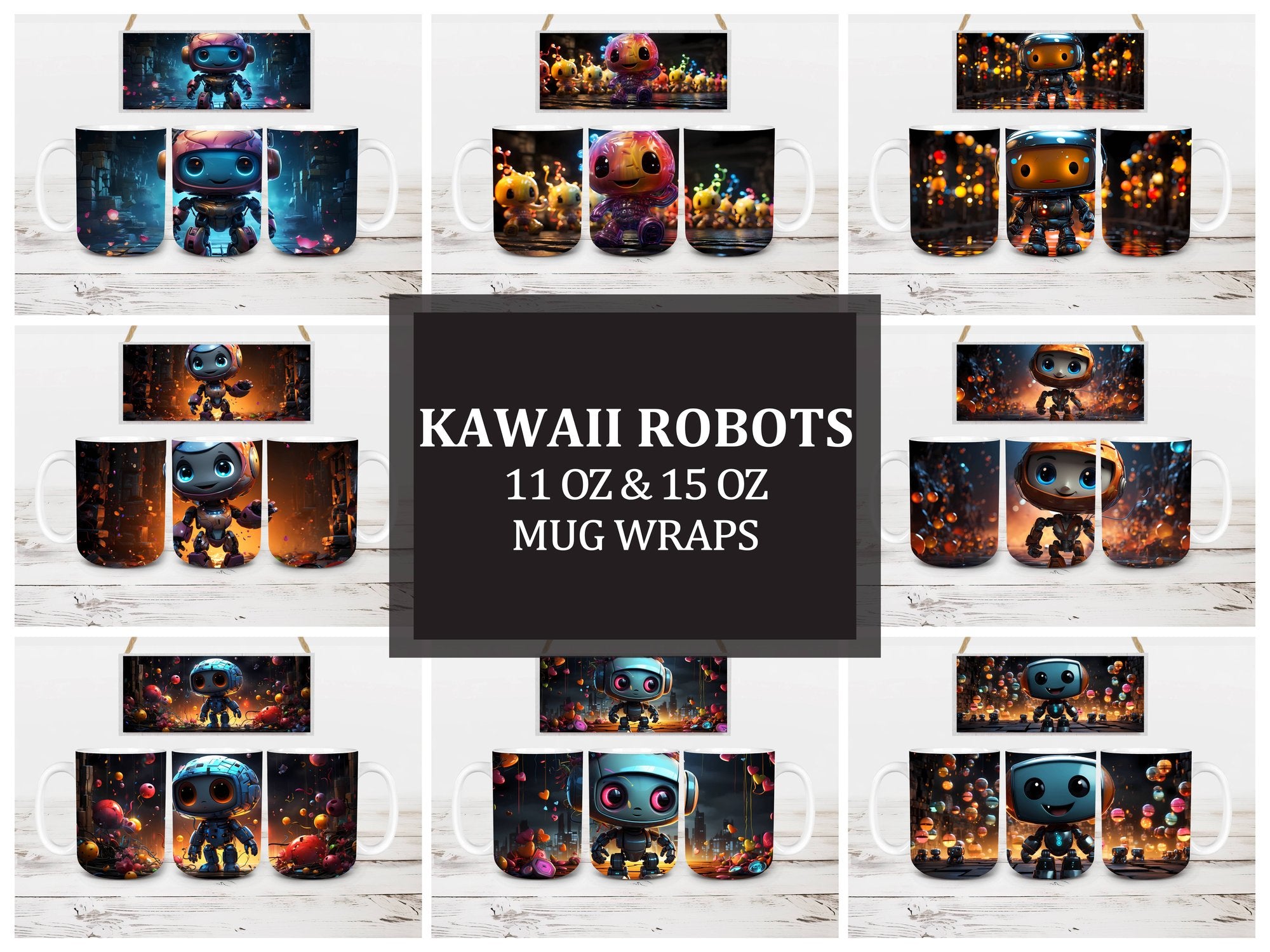 Kawaii Robots 1 Mug Wrap - CraftNest