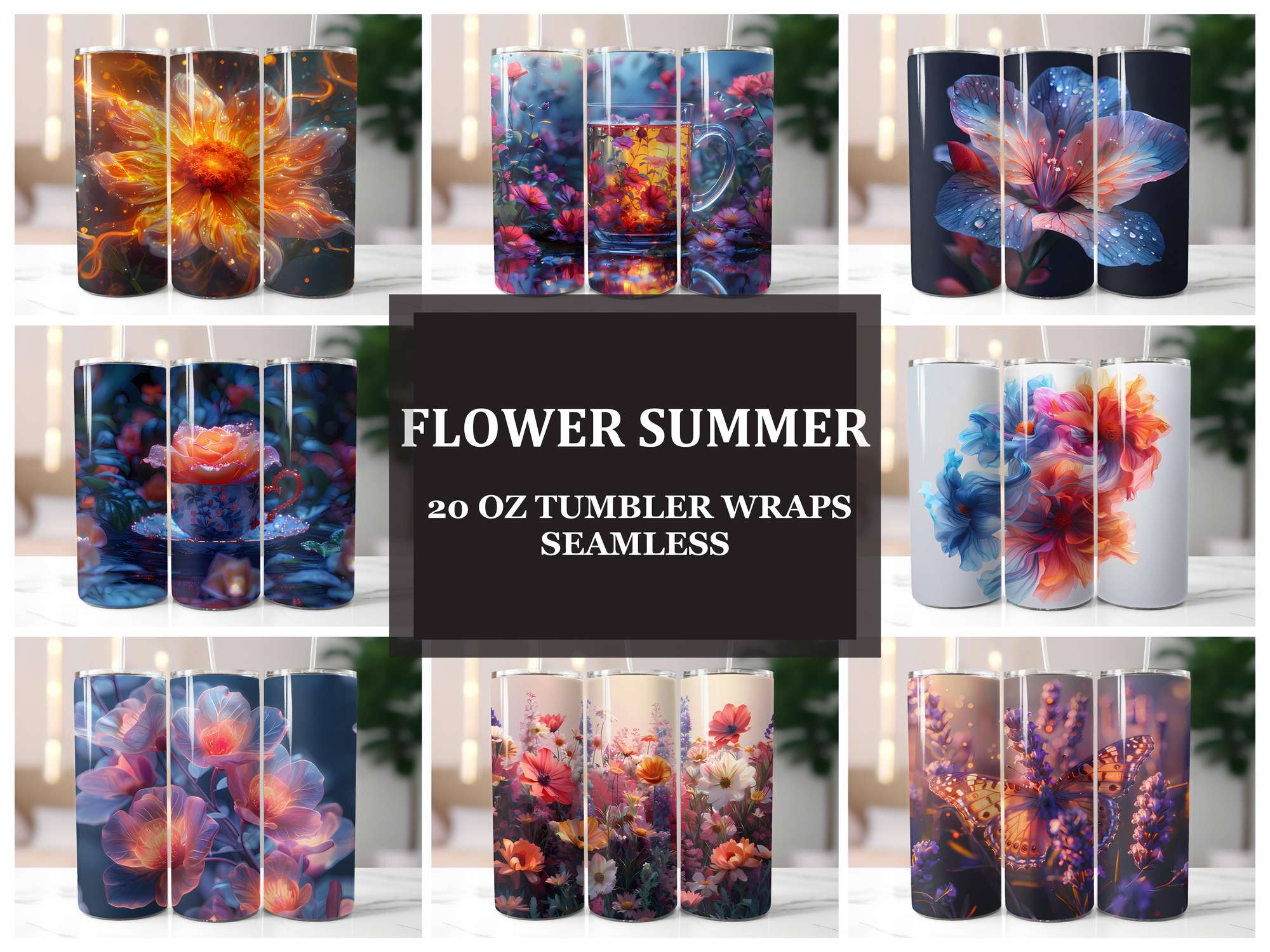 Flower Summer 5 Tumbler Wrap - CraftNest - Digital Crafting and Art