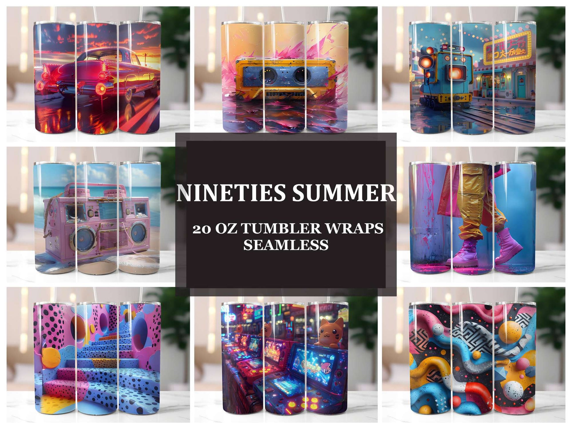 Nineties Summer 5 Tumbler Wrap - CraftNest - Digital Crafting and Art