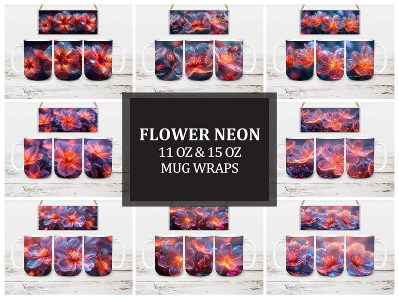 Flower Neon 4 Mug Wrap - CraftNest