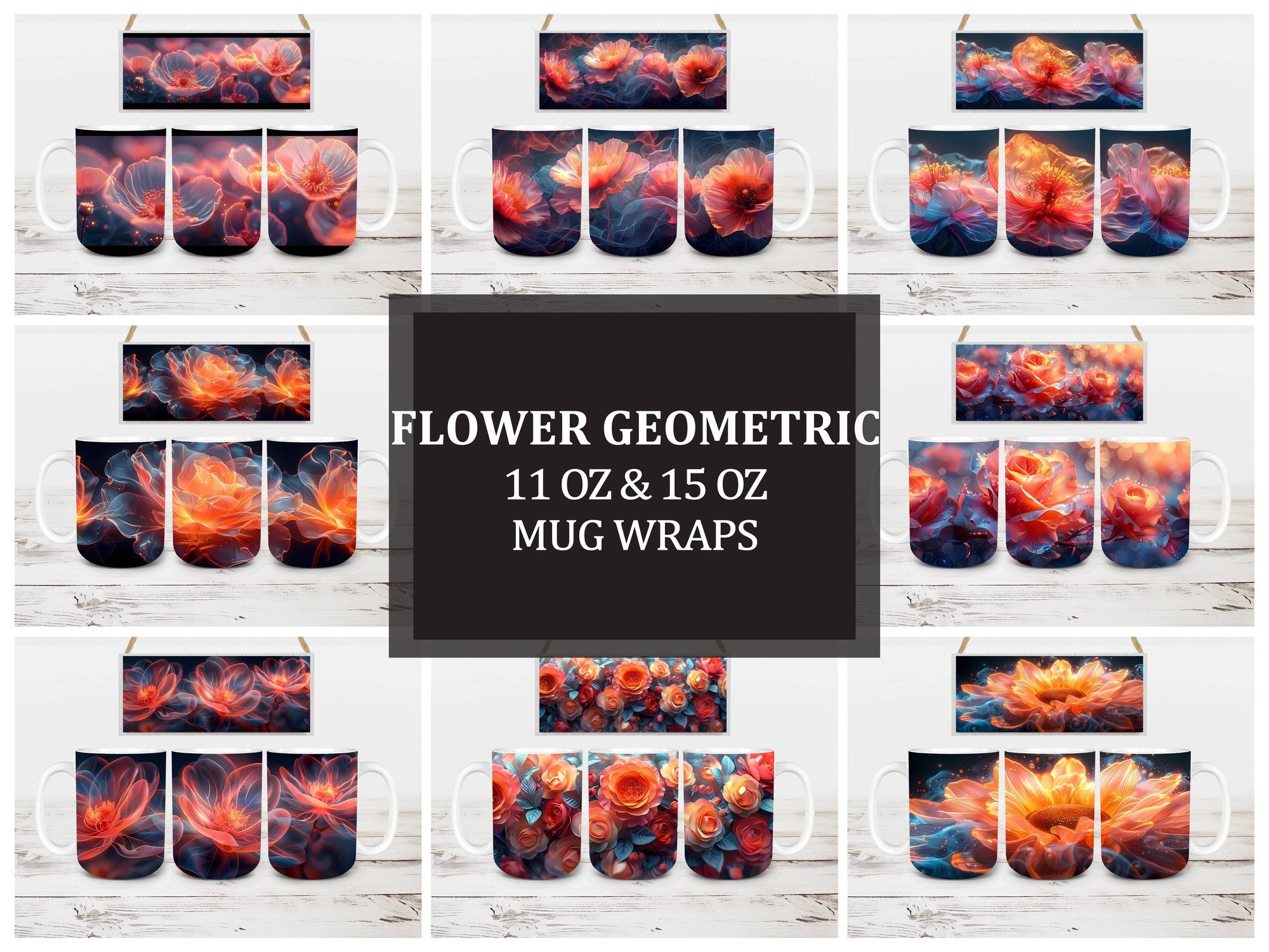 Flower Geometric 7 Mug Wrap - CraftNest