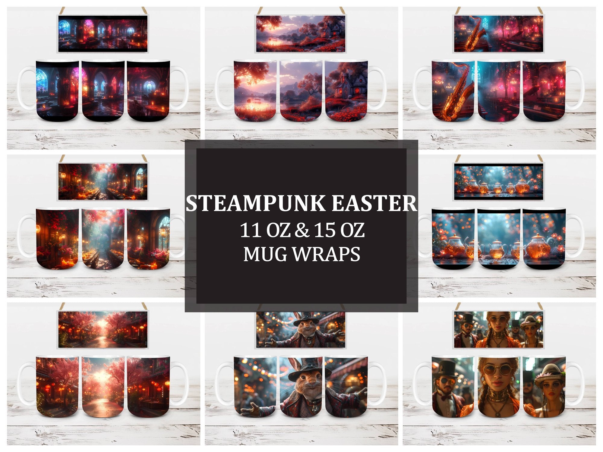 Steampunk Easter 3 Mug Wrap - CraftNest