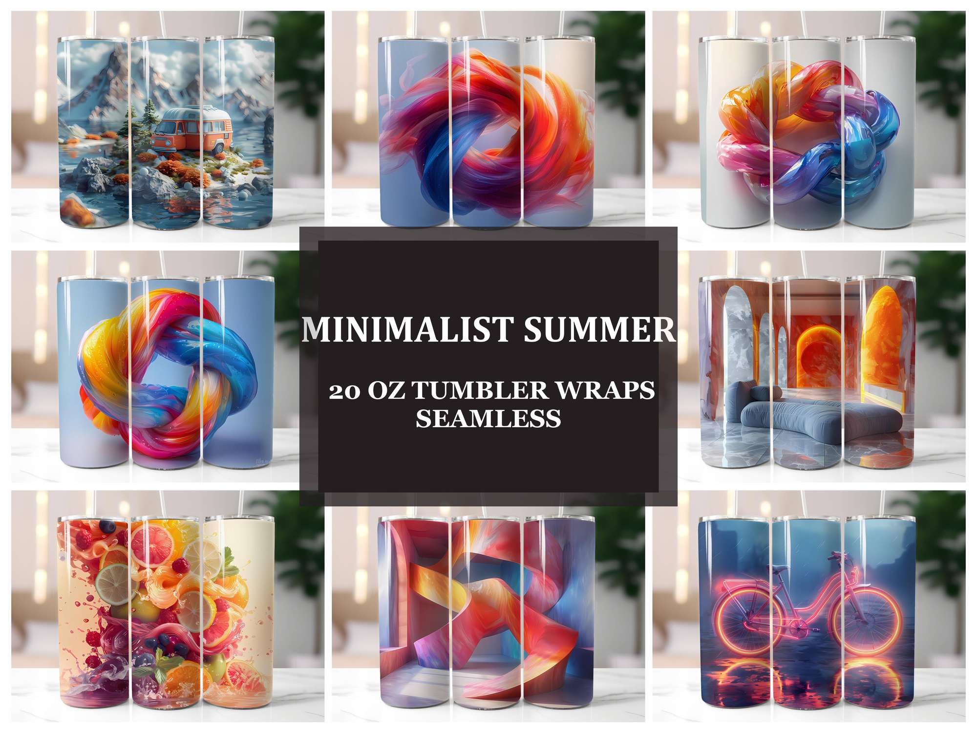 Minimalist Summer 4 Tumbler Wrap - CraftNest - Digital Crafting and Art