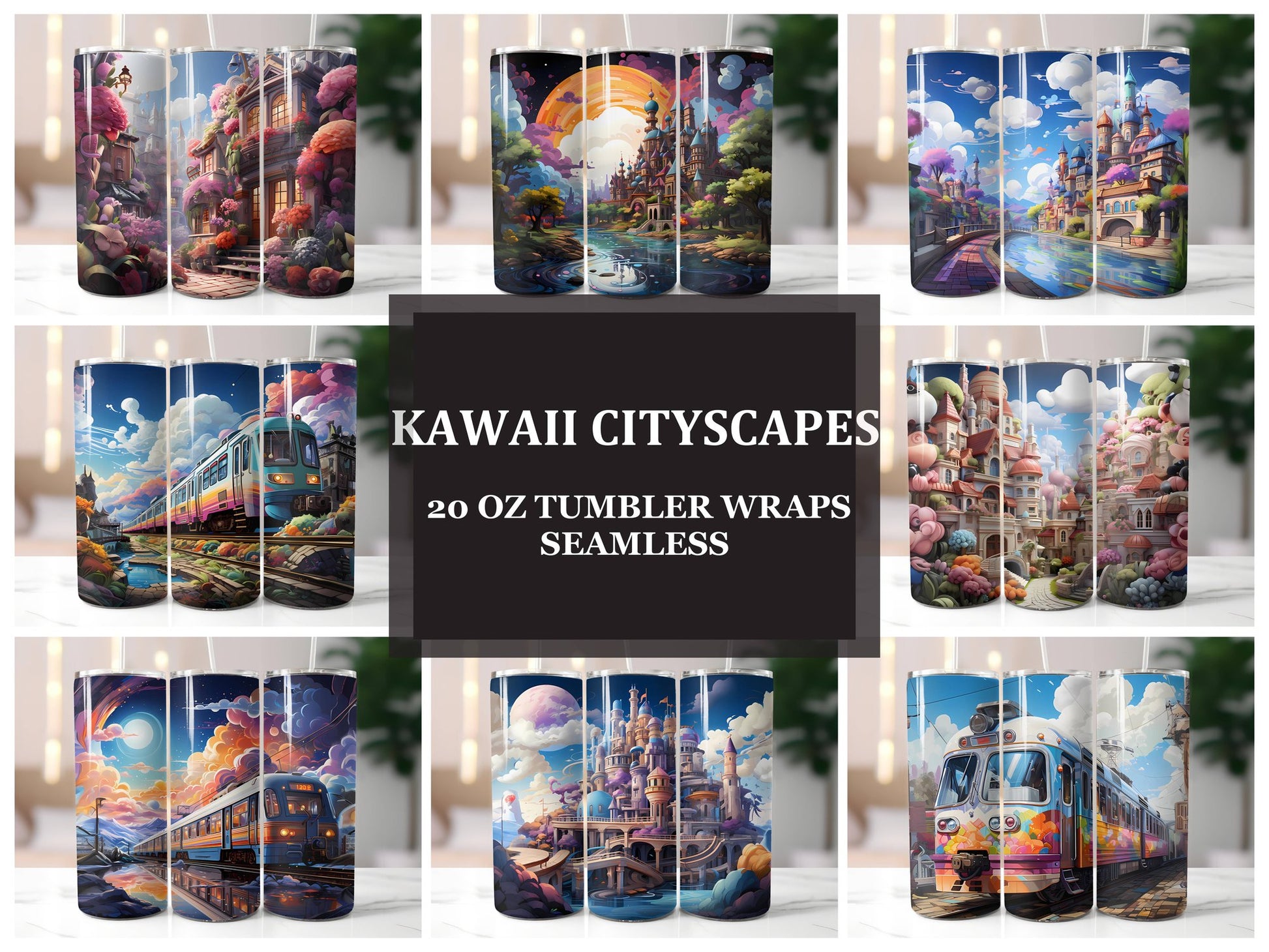 Kawaii Cityscapes 3 Tumbler Wrap - CraftNest