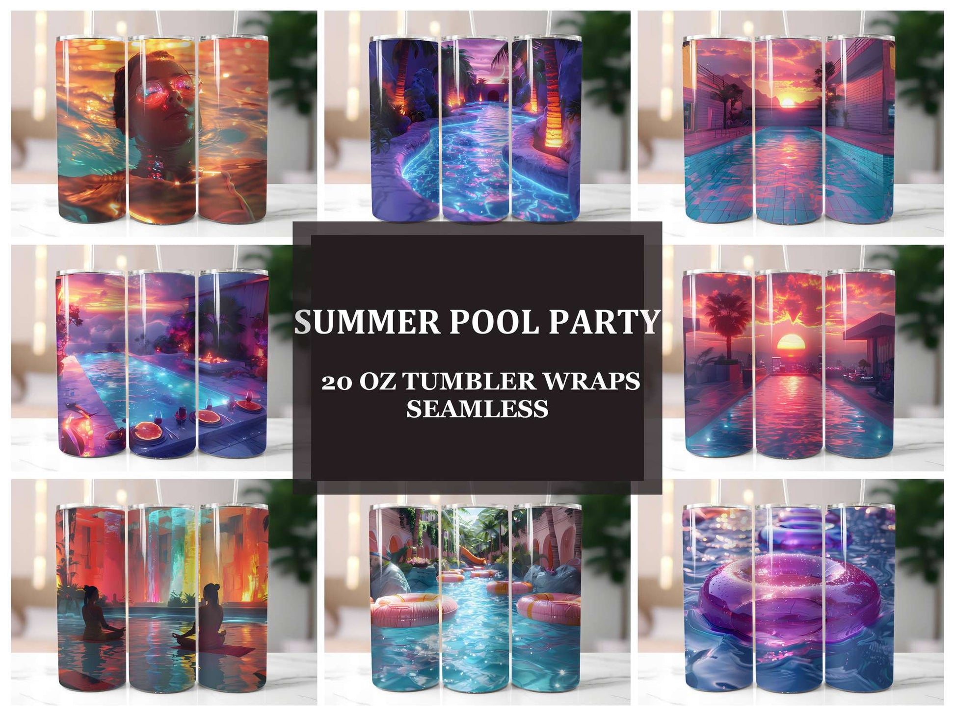 Summer Pool Party 2 Tumbler Wrap - CraftNest - Digital Crafting and Art