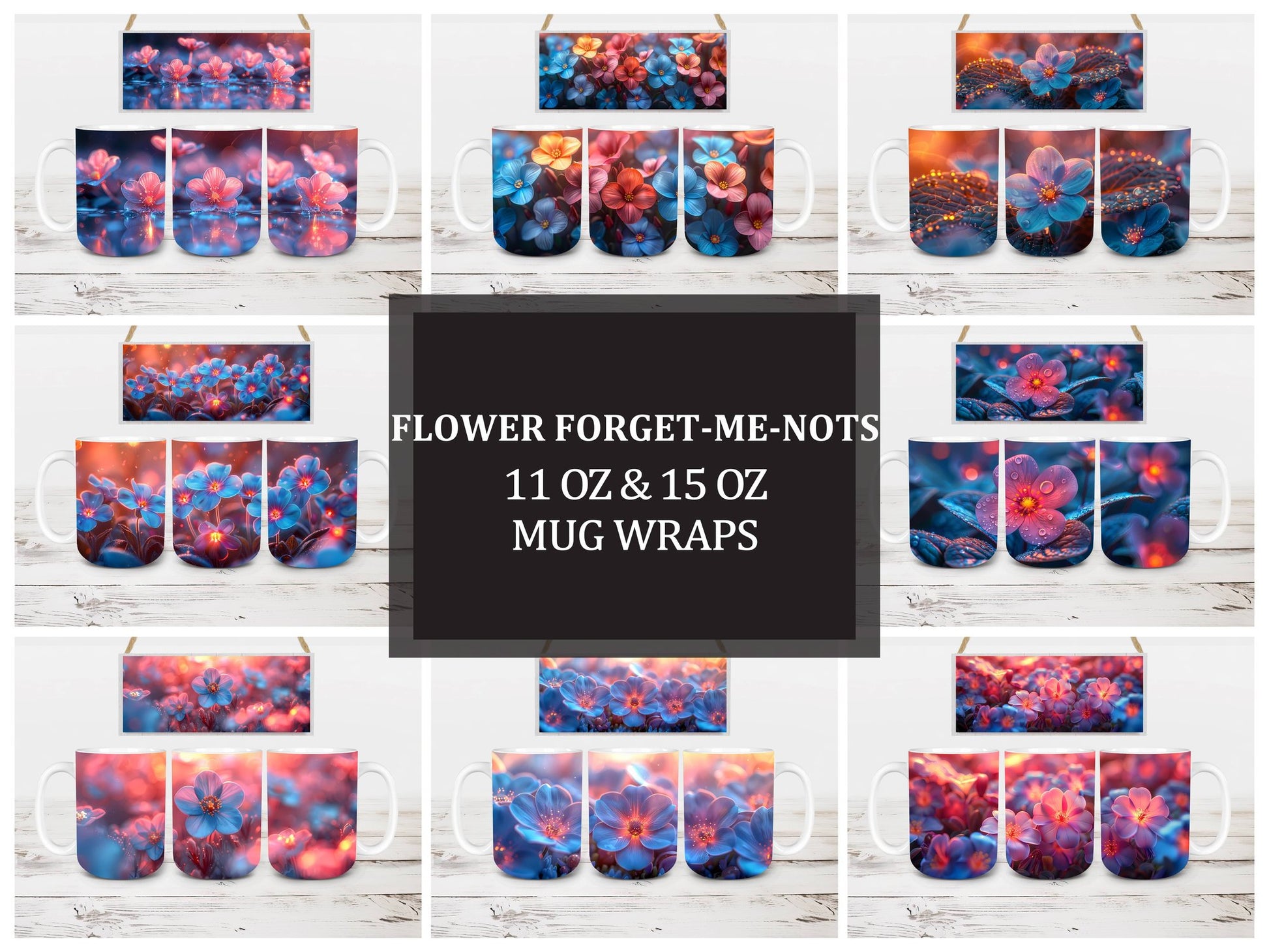 Flower Forget-Me-Nots 4 Mug Wrap - CraftNest