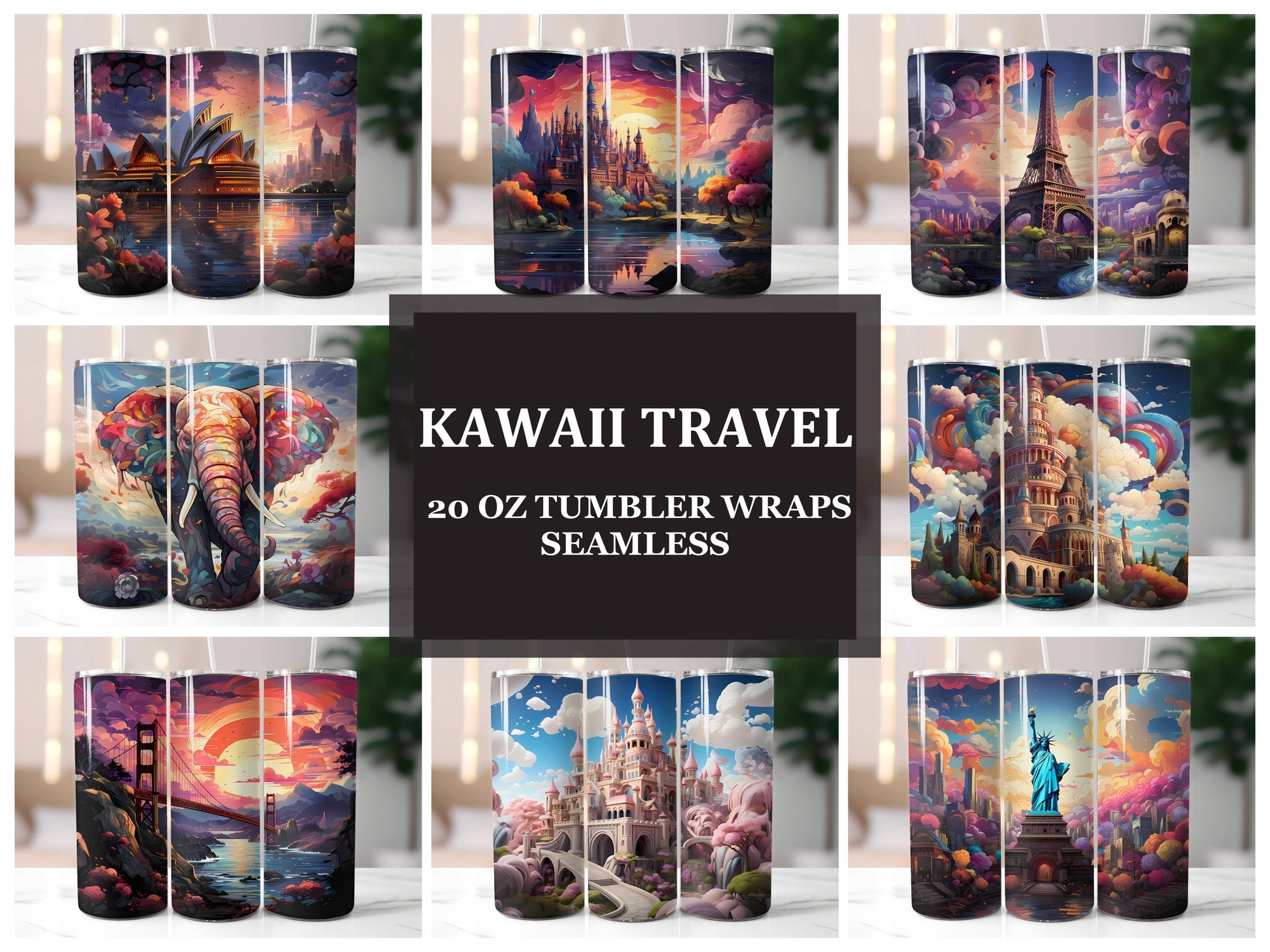 Kawaii Travel 3 Tumbler Wrap - CraftNest