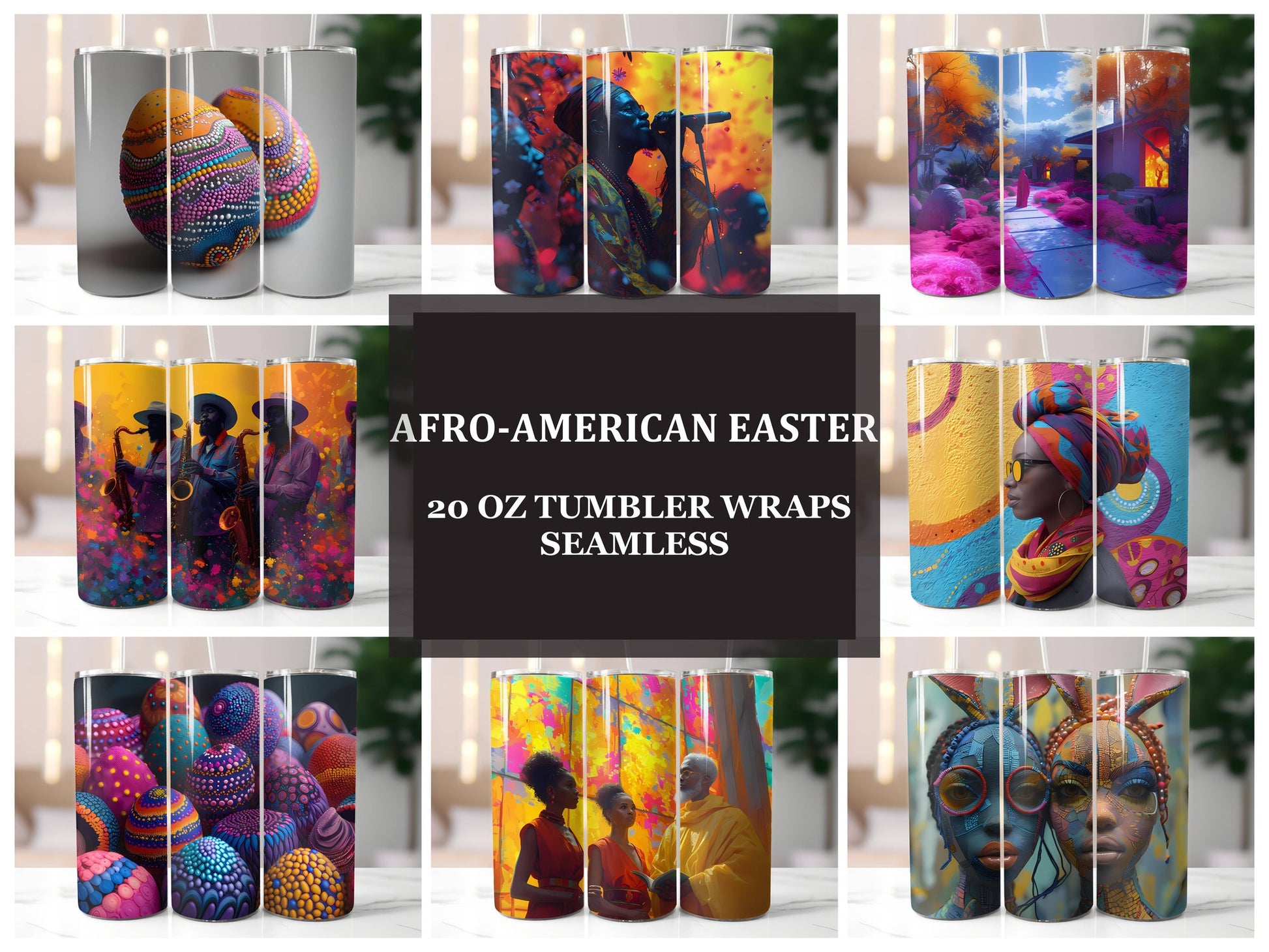 Afro-American Easter 3 Tumbler Wrap - CraftNest