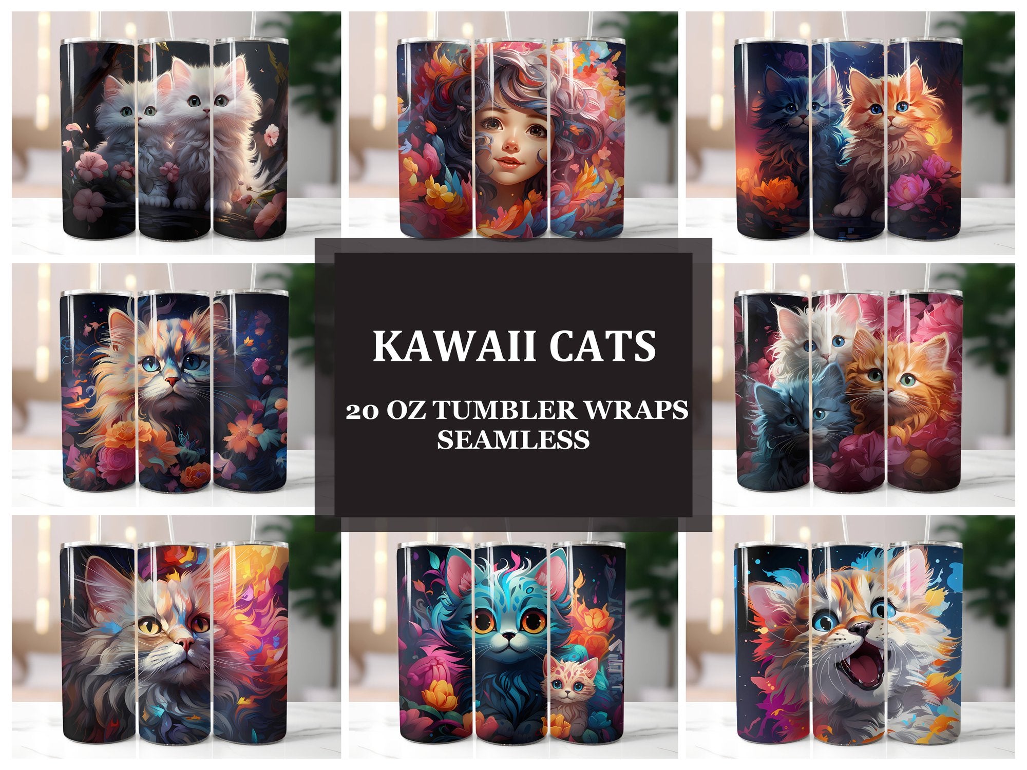 Kawaii Cats 5 Tumbler Wrap - CraftNest