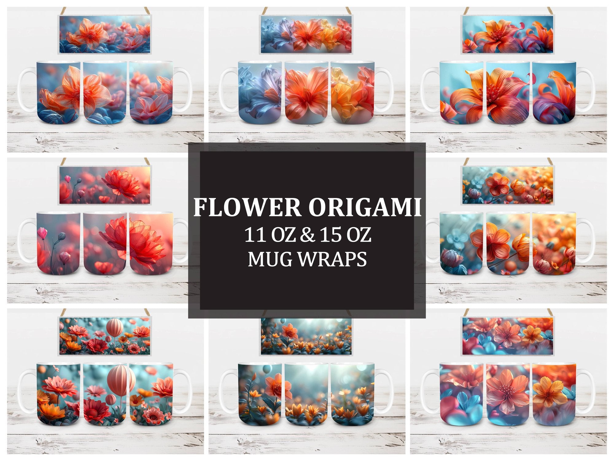 Flower Origami 5 Mug Wrap - CraftNest