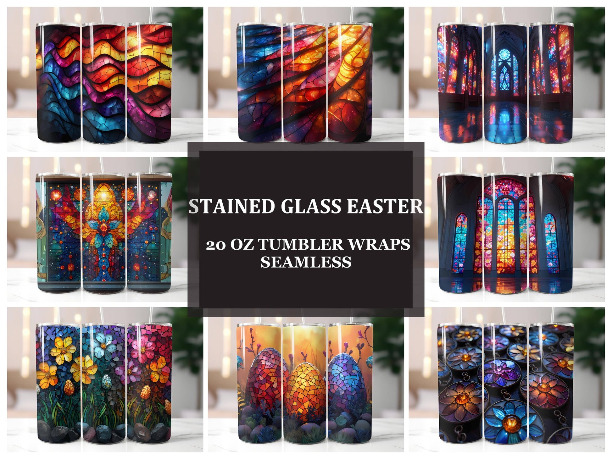 Stained Glass Easter 1 Tumbler Wrap - CraftNest