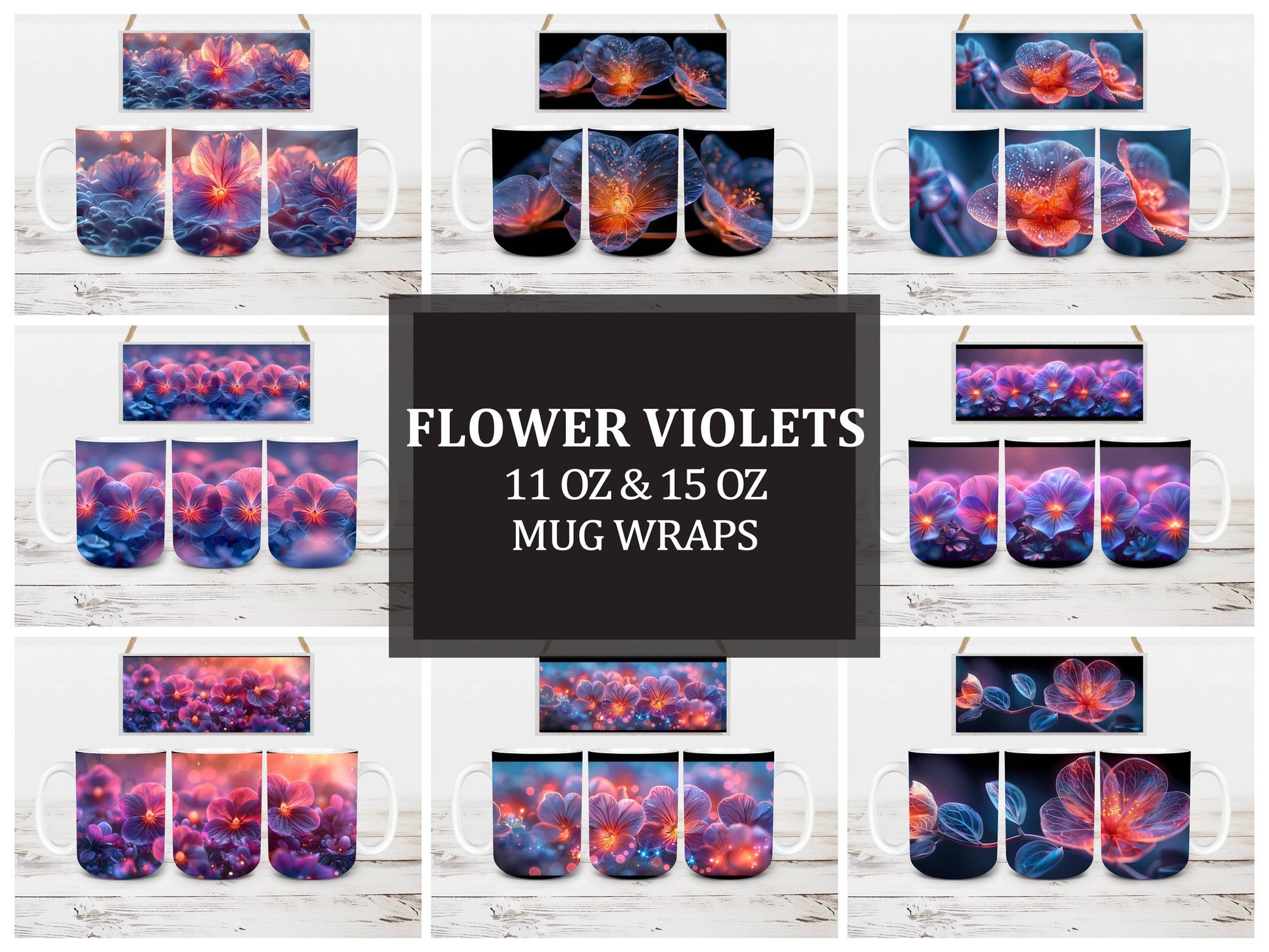 Flower Violets 3 Mug Wrap - CraftNest