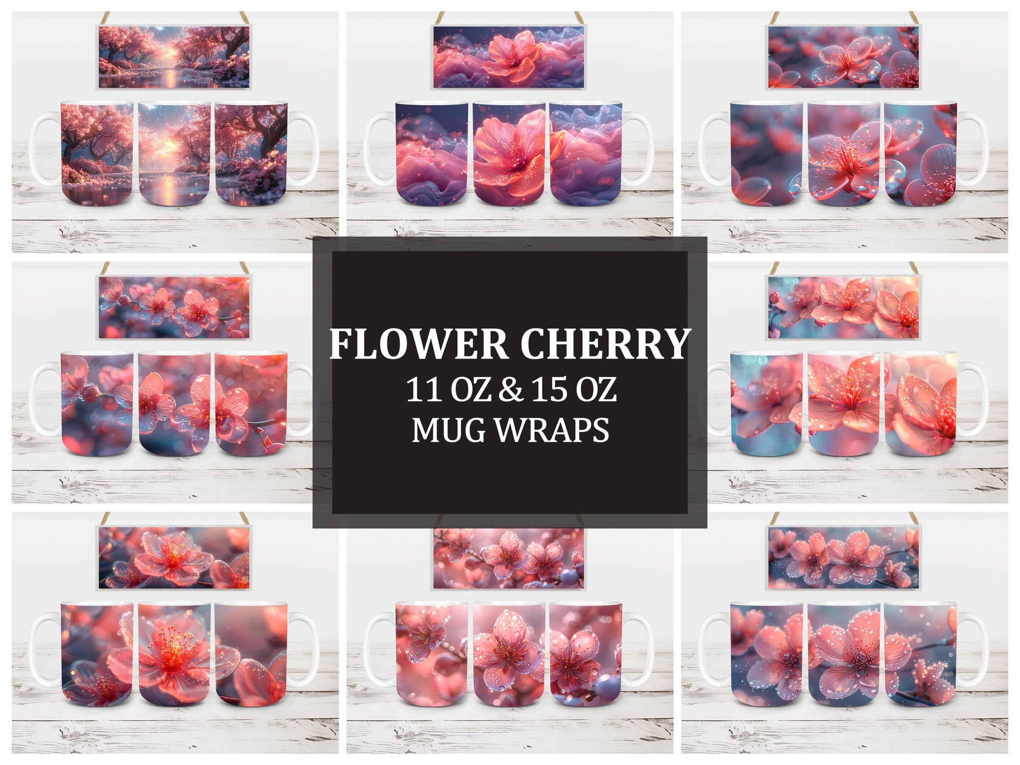 Flower Cherry 4 Mug Wrap - CraftNest