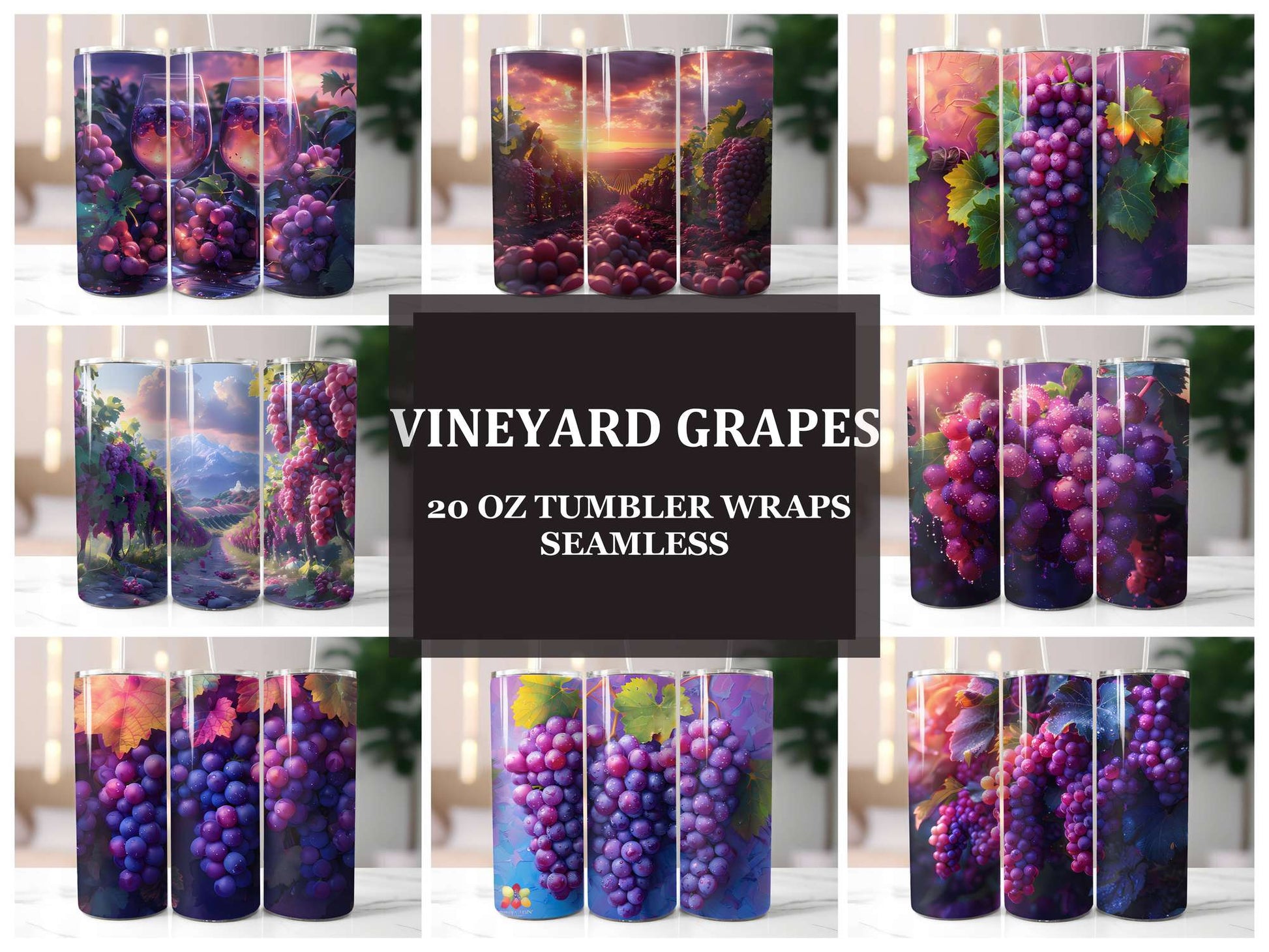 Vineyard Grapes 1 Tumbler Wrap - CraftNest - Digital Crafting and Art